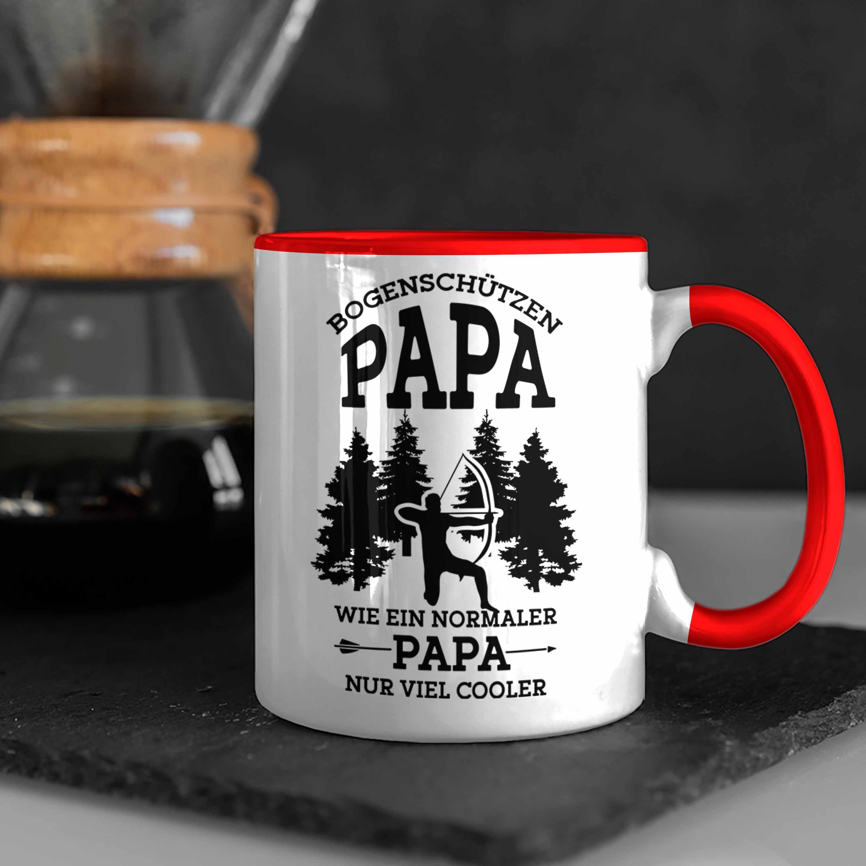 Tasse Papa Bogenschießen Geschenkidee für Rot Tasse Lustige Trendation Bogenschütze Vatert