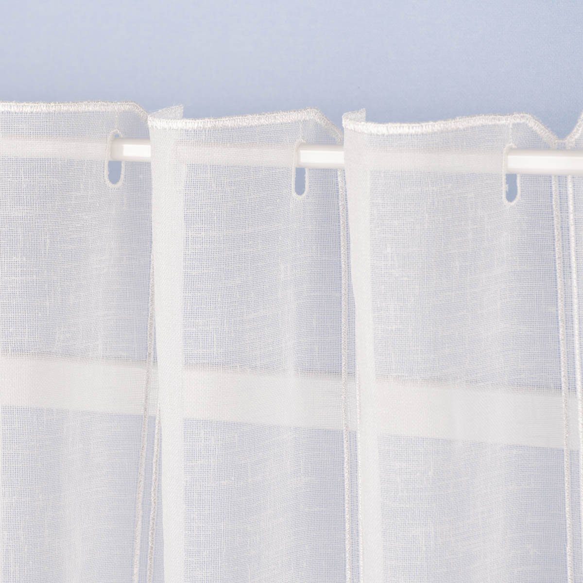 SCHÖNER LEBEN. Meterware Scheibengardine nähfrei Leinenstruktur uni wollwei günstig online kaufen