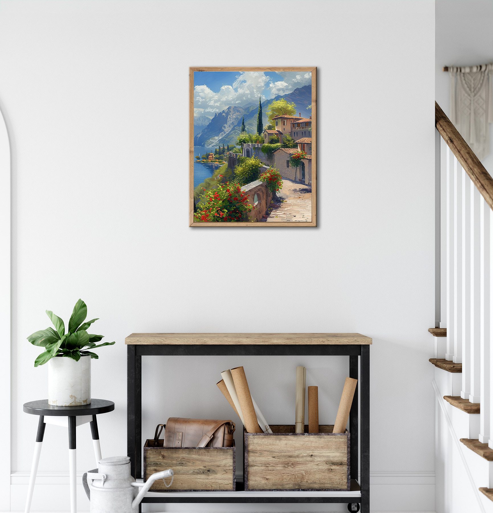 Bönninghoff Bild mit Rahmen Wandbild gerahmt LAKE GARDA 40x50 cm – Natur Wandbild beruhigend, Berge & Alpenbilder, Italien, See, mit dekorativem Rahmen – Bild 4 von 5
