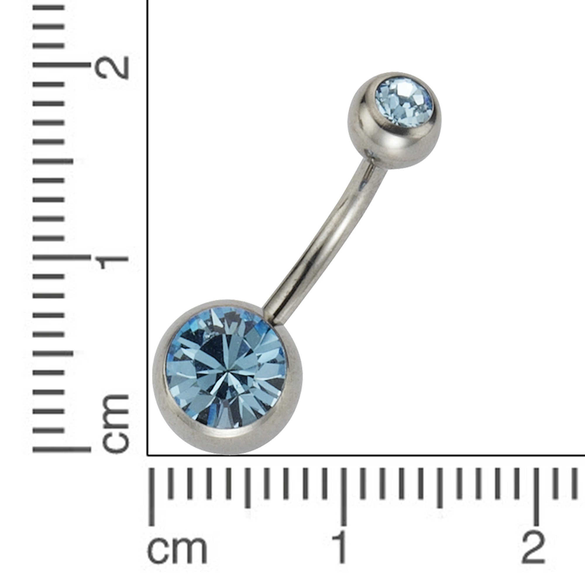 Zeeme Bauchnabelpiercing Titan silberfarben Kristall hellblau