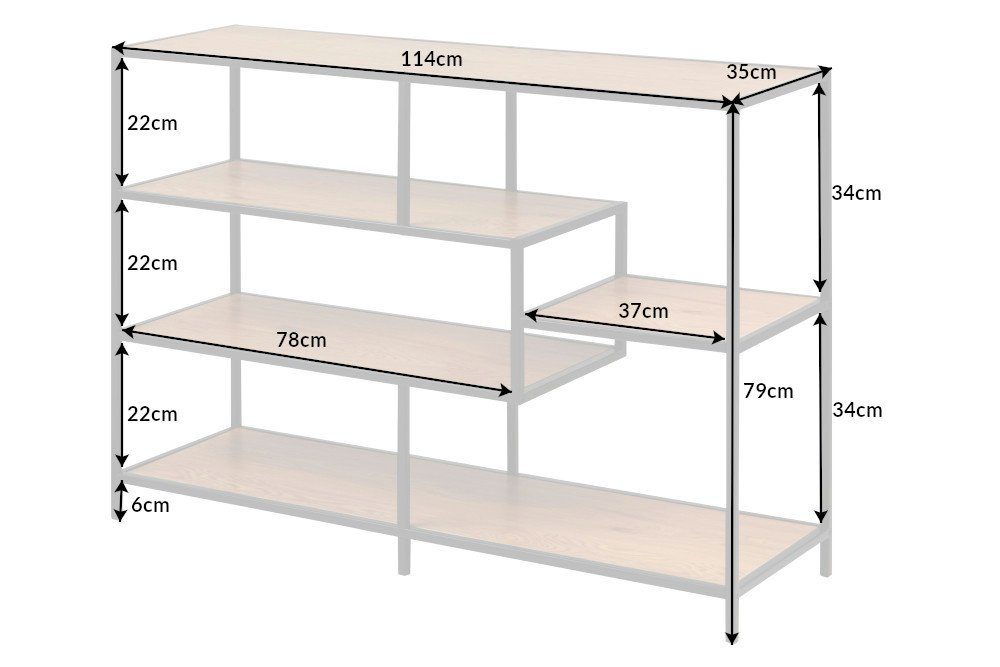 Wohnzimmer Ablage 114cm Industrial mit · LINE / riess-ambiente Standregal 1-tlg., · schwarz, Metall Holzwerkstoff · natur · SLIM Einzelartikel