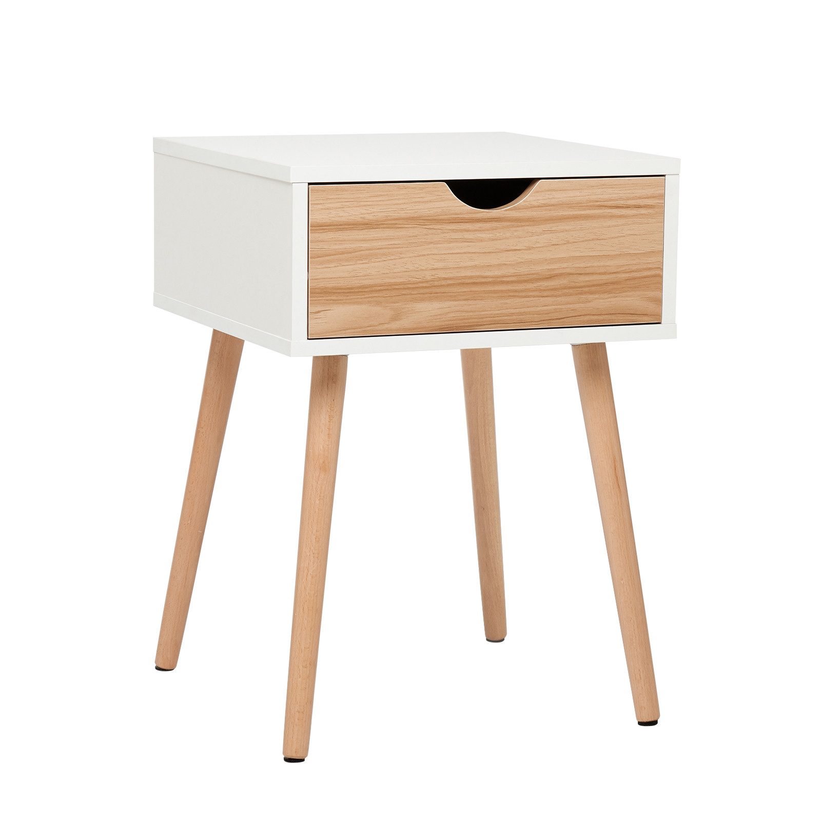 Mondeer Nachttisch Kommode, Beistellschrank mit Schubladen-Design, Weiß+Eic günstig online kaufen