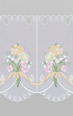 Scheibengardine Blumenstrauß, Plauener Spitze®, (1 St), transparent, HxB 35x48cm