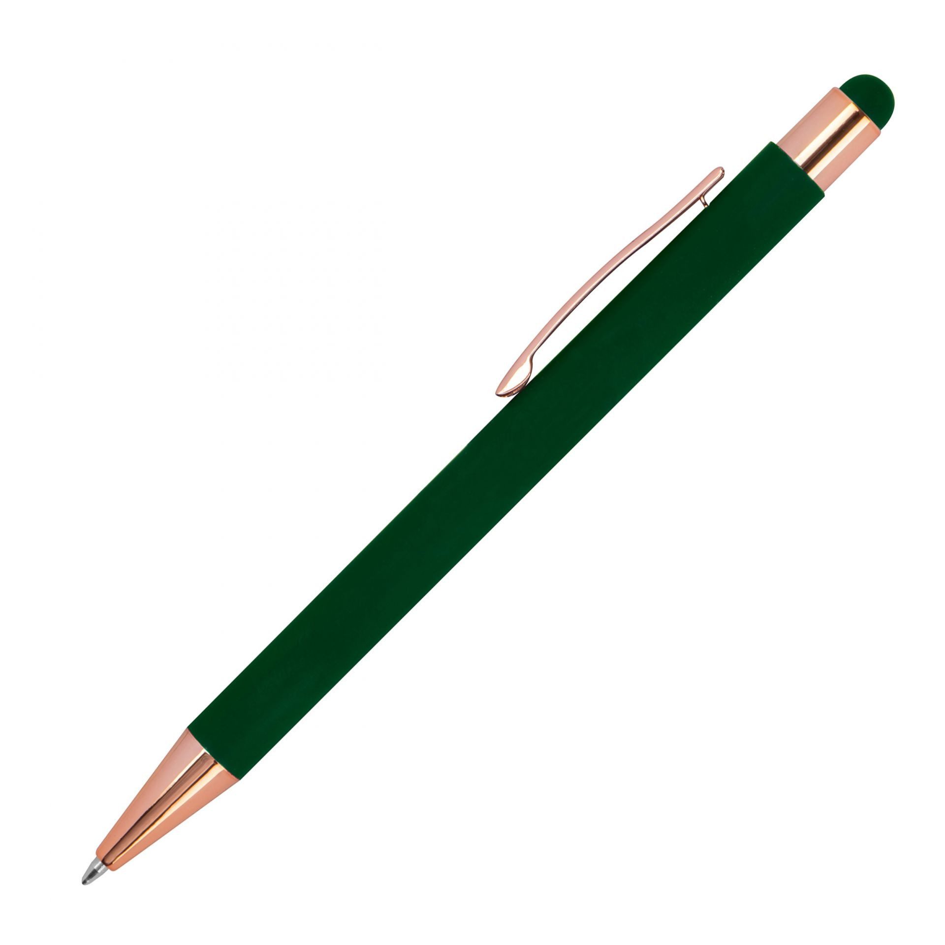 Easy Gifts Kugelschreiber Touchpen Kugelschreiber / aus Metall / Farbe: rosegold-dunkelgrün