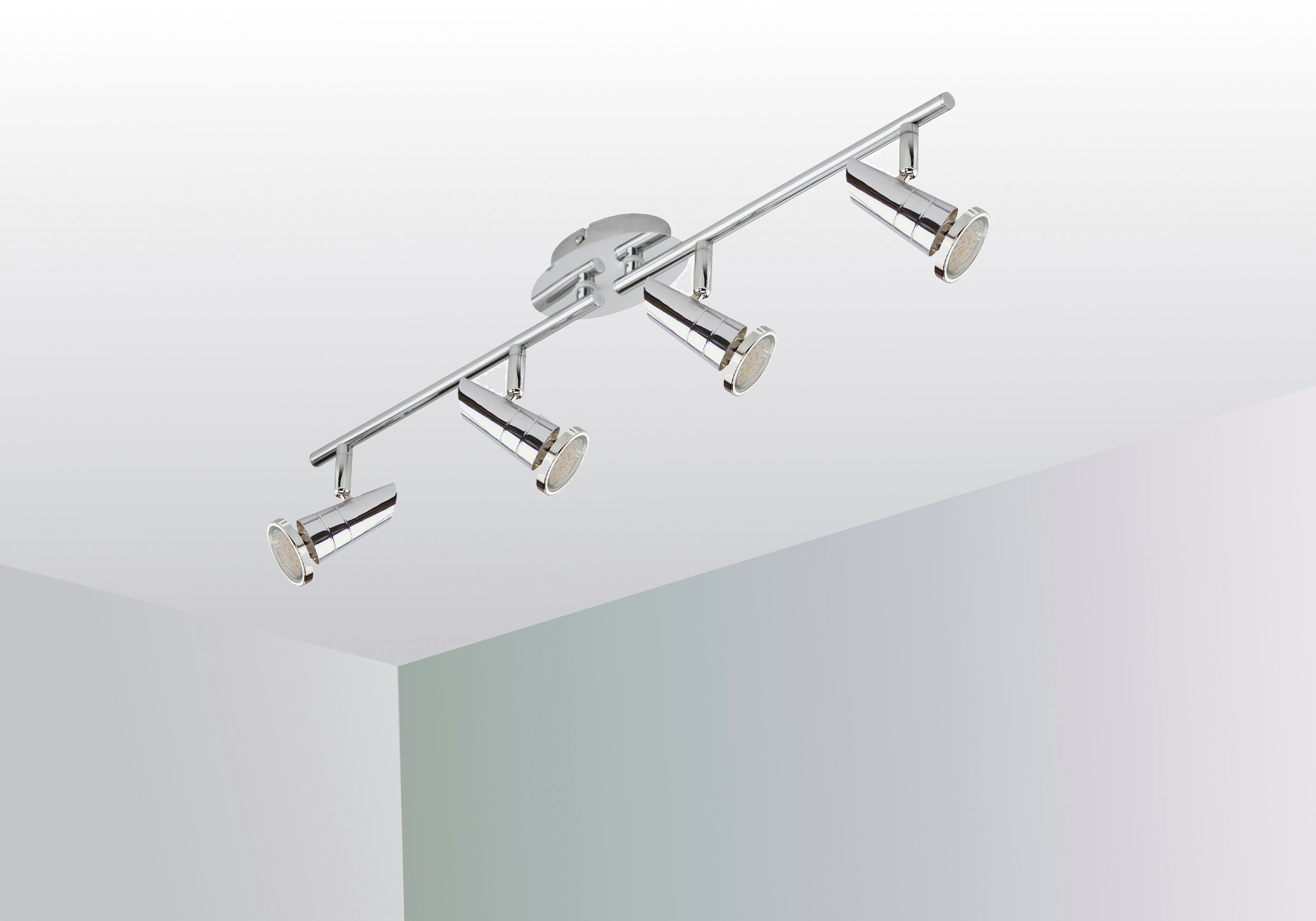 TRANGO LED Deckenspot, 3 Stufen dimmbat, 4-flammig 2001-048SD LED Deckenleuchte *SOPHIE* in Chrom-Optik inkl. 4x 5 W 3-Stufen dimmbaren GU10 LED Leuchtmittel I Deckenlampe I Deckenstrahler I Deckenspots, Wohnzimmer-Lampe schwenkbar und drehbar