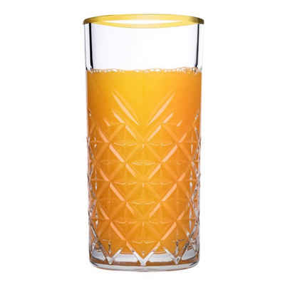 Pasabahce Longdrinkglas Timeless, Long Drink Gläser 4-teiliges Set mit Goldrand 295ml