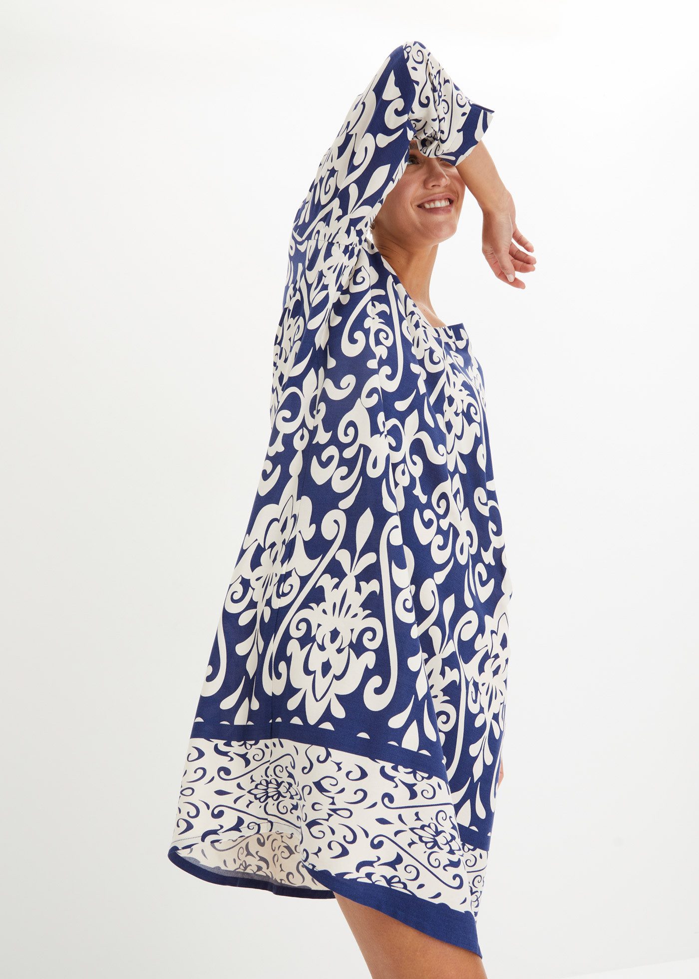 bonprix Tunikakleid aus Viskose, eleganter Stil, A-Linien-Passform, 3/4-Ärmel