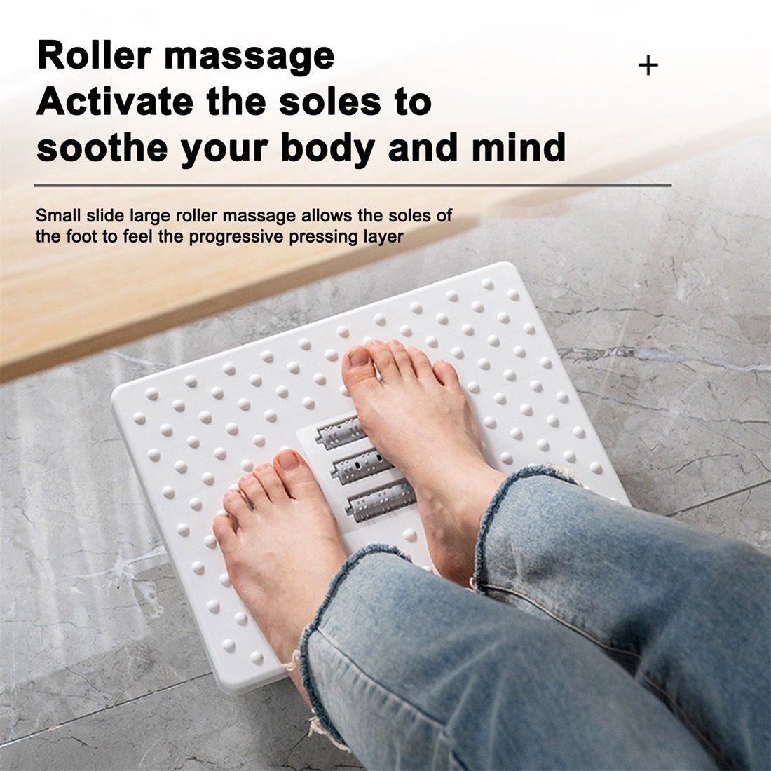 Schreibtisch, Grau Rutschfeste Funktion Massage Fußstütze Fußstütze Fußablage mit Rutaqian