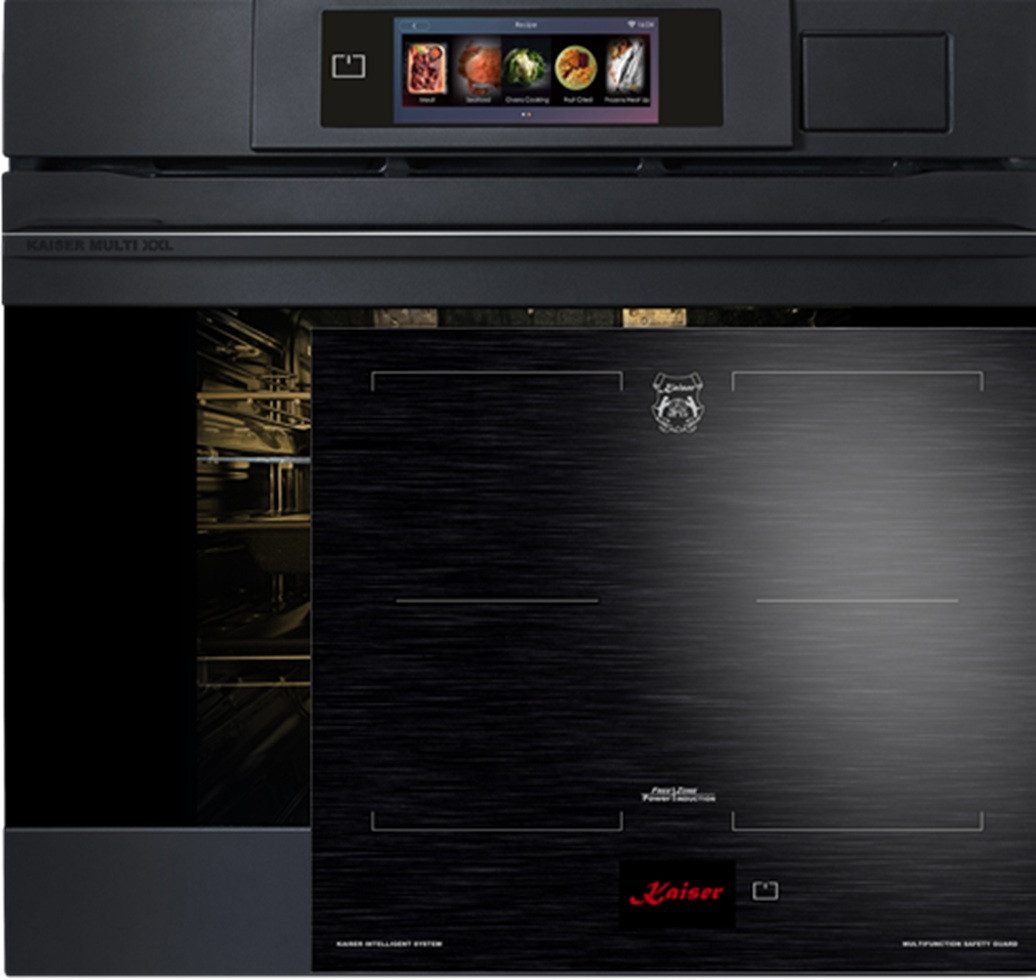 Kaiser Küchengeräte Backofen-Set Herd Set Autark Einbaubackofen XXL Multi 37,Multifunktions-Elektro-Dampfbackofen mit Dampfreinigung, 60 cm+Induktionskochfeld 60 cms • TFT Display 4 Induktions-Kochzonen (Booster) davon 2 FlexInduktions-Zonen EH 6341+KCT 6140 FI, mit 1-fach-Teleskopauszug
