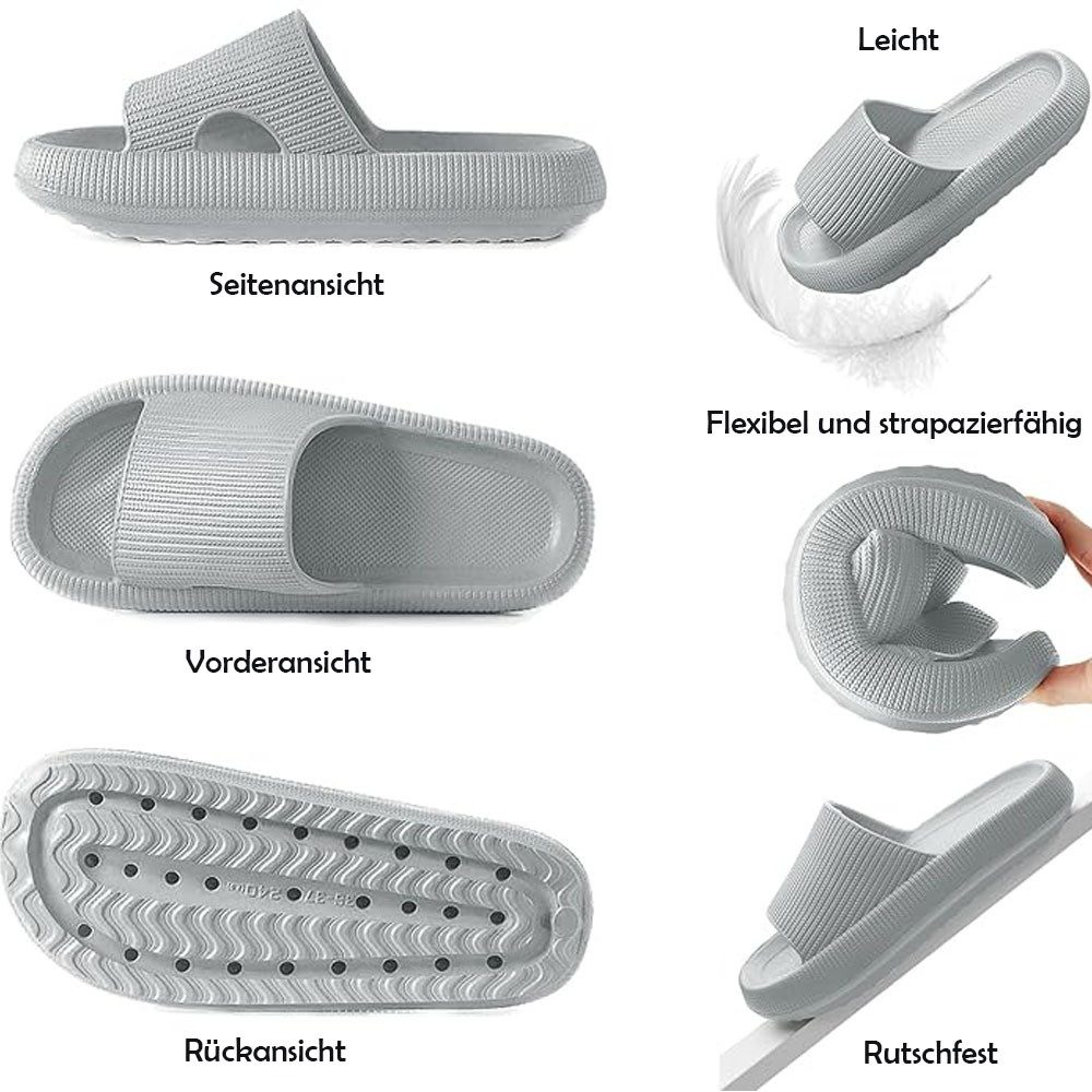 HoyoLee Hausschuhe EVA Superweich Rutschfest Badeschuhe Schlappen Damen Grau Hüttenschuhe Badeschuhe Herren Damen Slipper Schlappen Wolke rutschfeste Flip Flops