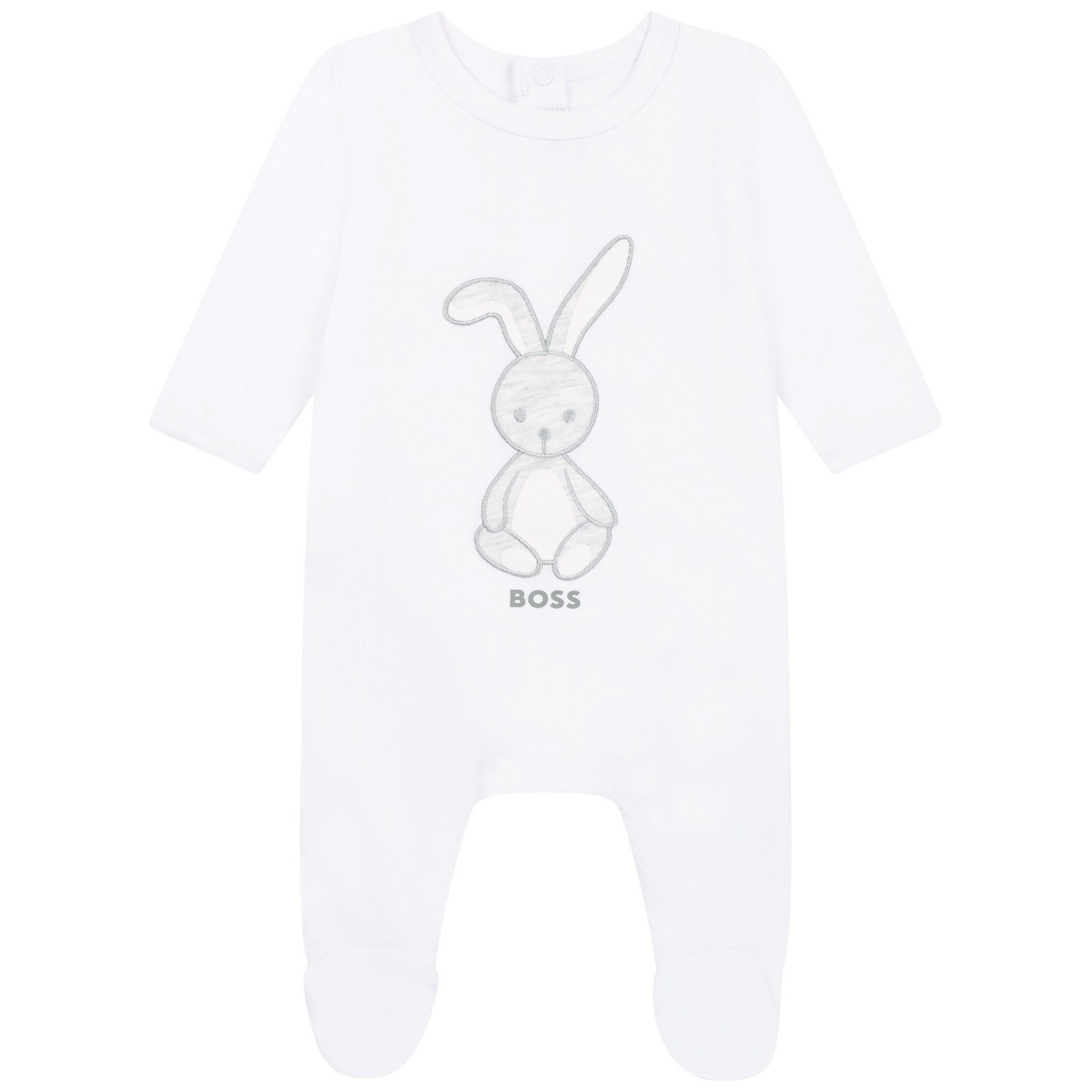 Boss Kidswear Strampler BOSS Kidswears Baby Strampler Bodysuit Pyjama weiß Hase Logo Details