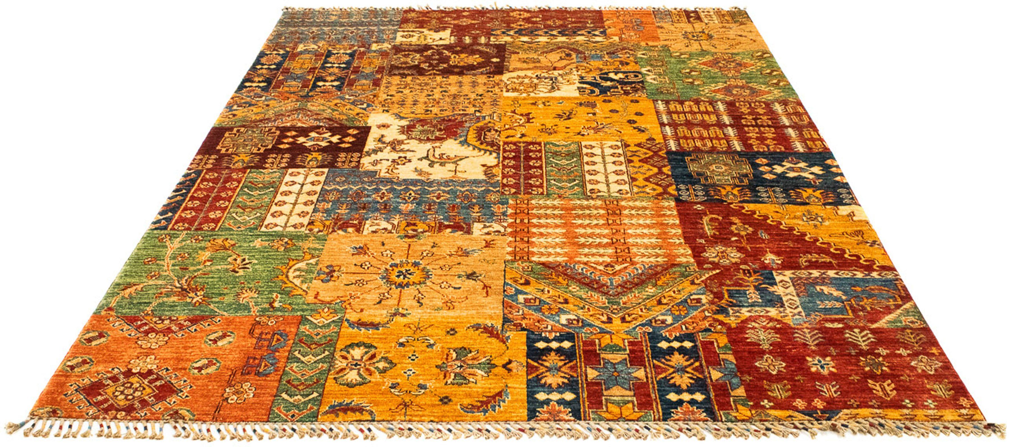 Teppich Patchwork - 247 x 181 cm - mehrfarbig, morgenland, rechteckig, Höhe: 7 mm, Wohnzimmer, Handgeknüpft, Einzelstück mit Zertifikat