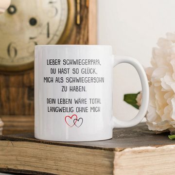 22Feels Tasse Schwiegerpapa Geschenk v. Schwiegersohn Schwiegervater Vater der Braut, Keramik, Made in Germany, Spülmaschinenfest