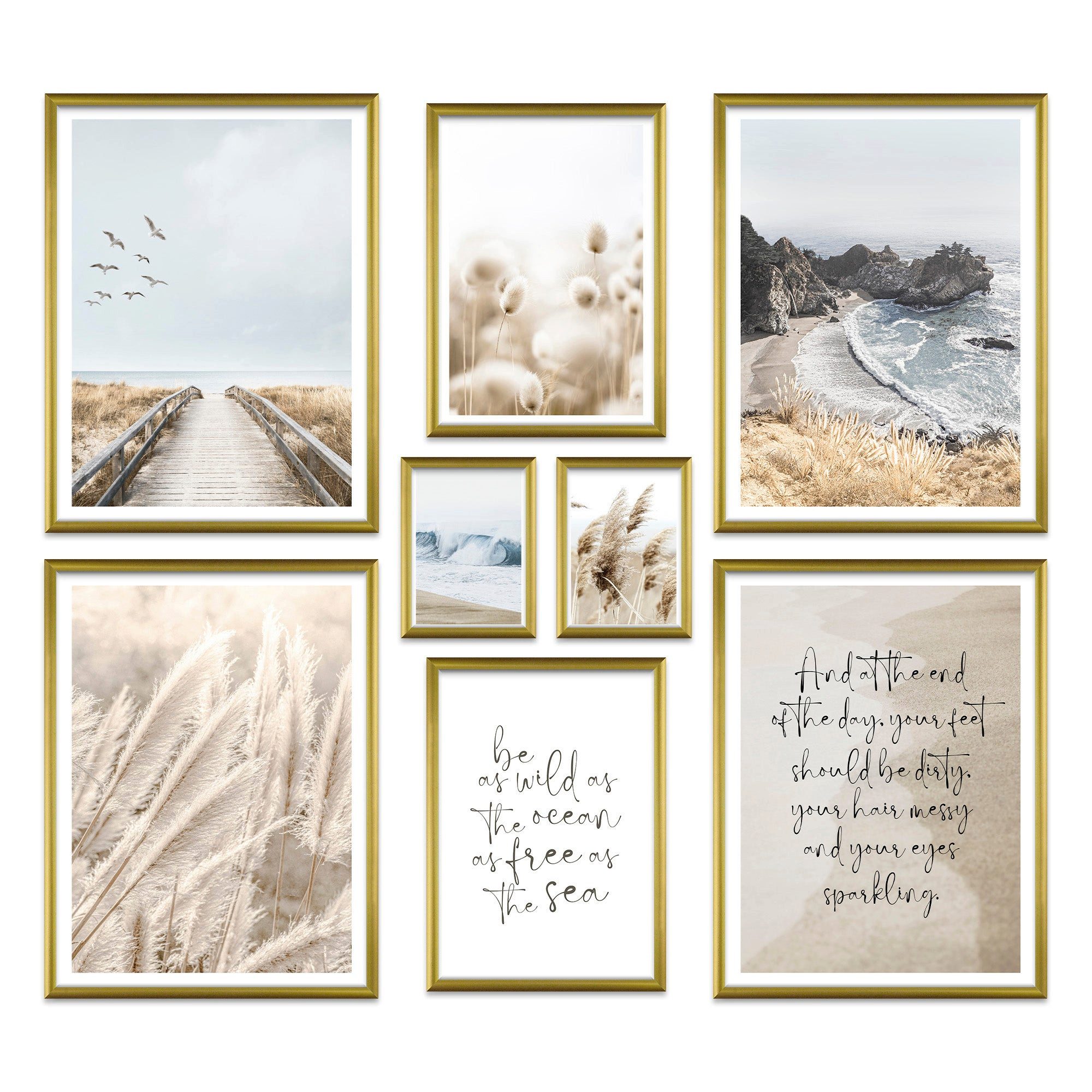 ARTFAVES Bilder-Collage Poster Set Beige Sea Pampas I mehrteilige Bilderwand I Wandbilder Pamp, (Wandbilder modern, 8 St) – Bild 3 von 5