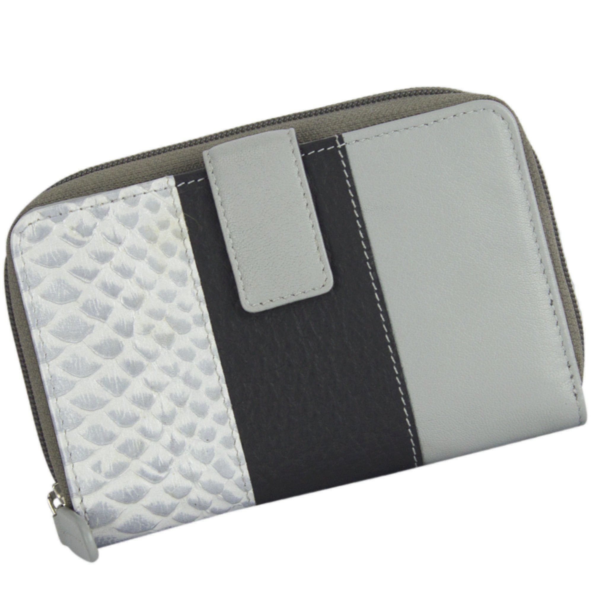 Sunsa Geldbörse Leder Geldbeutel Portemonnaie aus Lederresten Brieftasche, echt Leder, mit RFID-Schutz, in zeitlosen Design grau