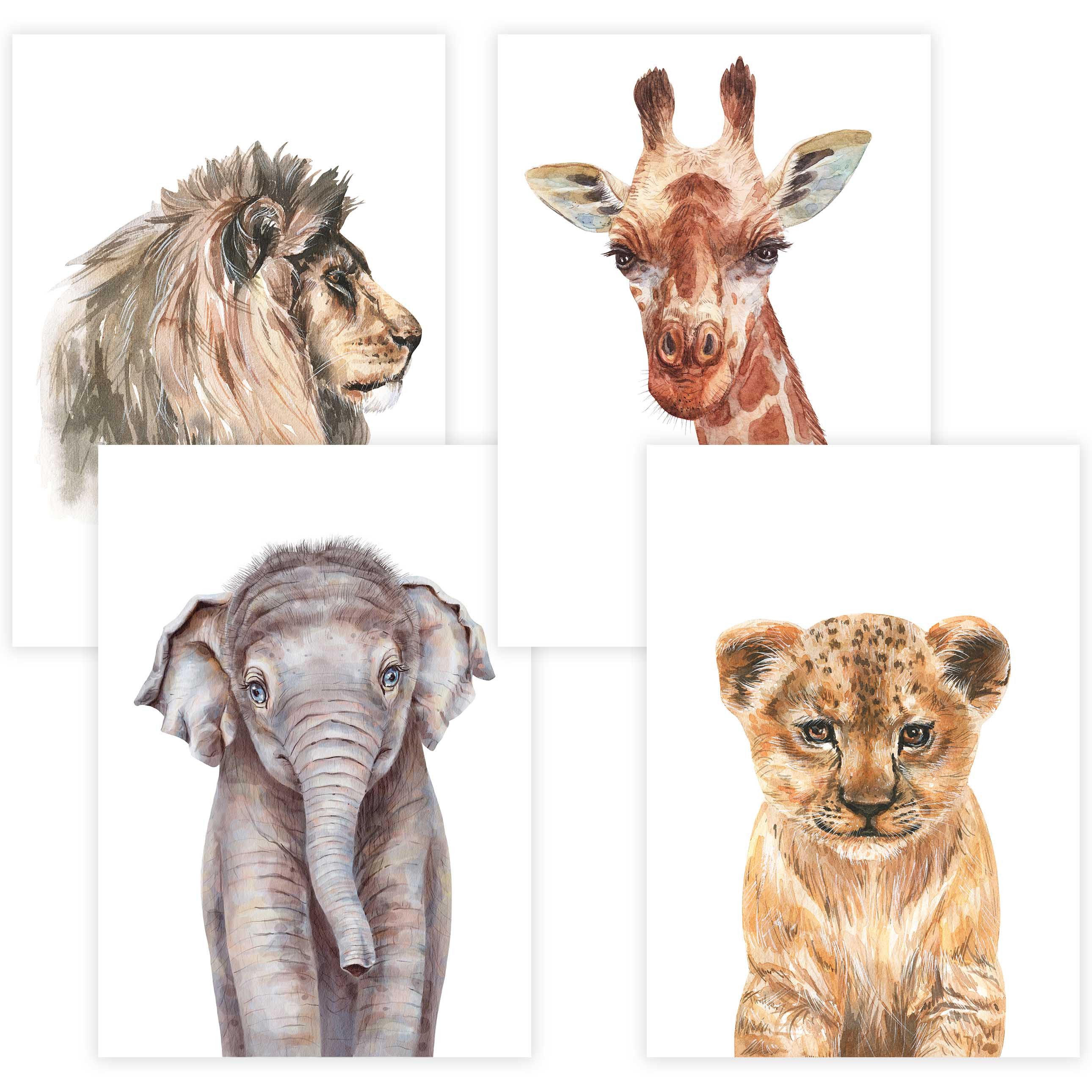 Poster Kinderzimmer Poster 4er Set Premium P718 / Safaritiere
