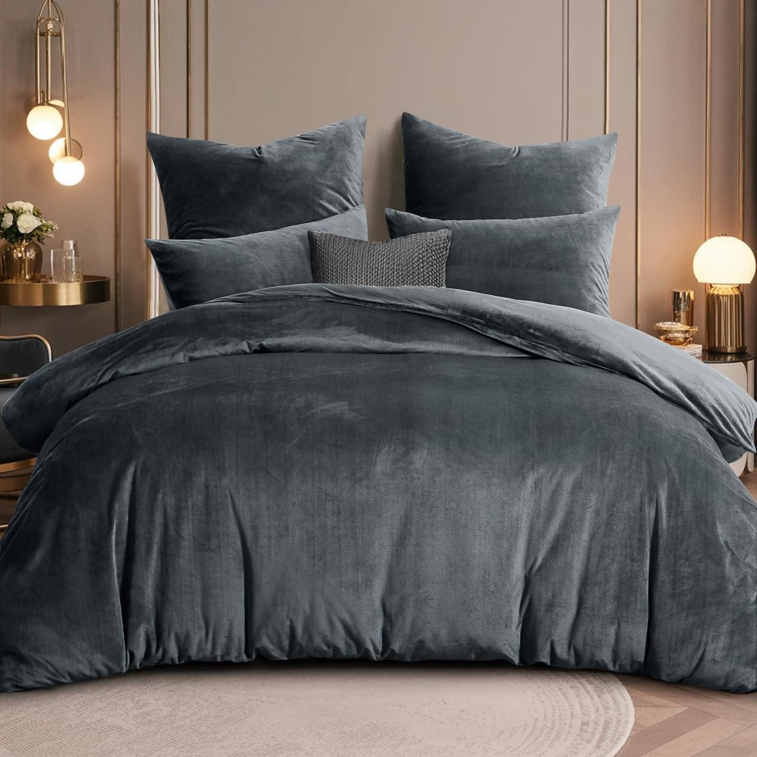 LuxusKollektion Bettwäsche Bettwäsche 220x240 Grau Warm Winter Plüsch