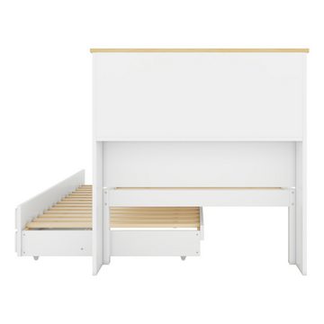 REDOM Stauraumbett Kinderbett mit mehreren Staufächern am Kopfende des Bettes (ausgestattet mit ausziehbares Rollbett, drei Schubladen 90*200cm), ohne Matratze