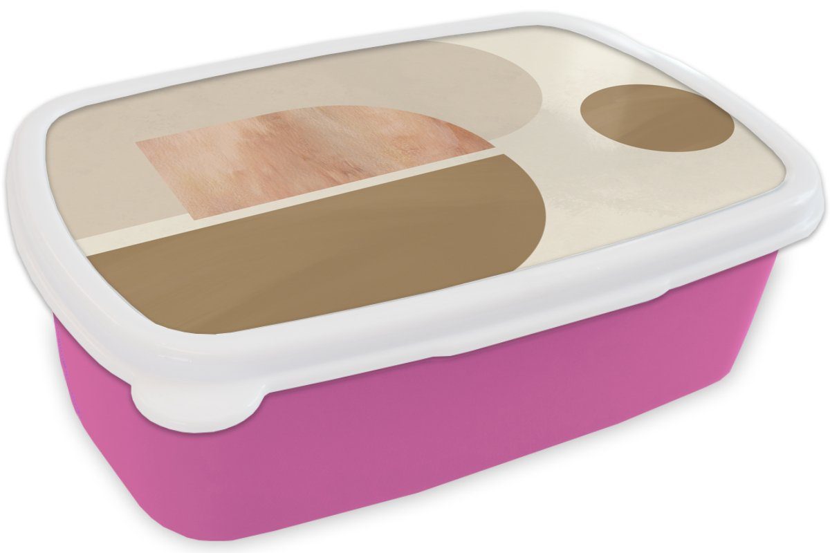 Mädchen, - Lunchbox Abstrakt, Brotdose Rosa Brotbox - MuchoWow (2-tlg), für Kinder, Kunststoff, Snackbox, Design Kunststoff Erwachsene,