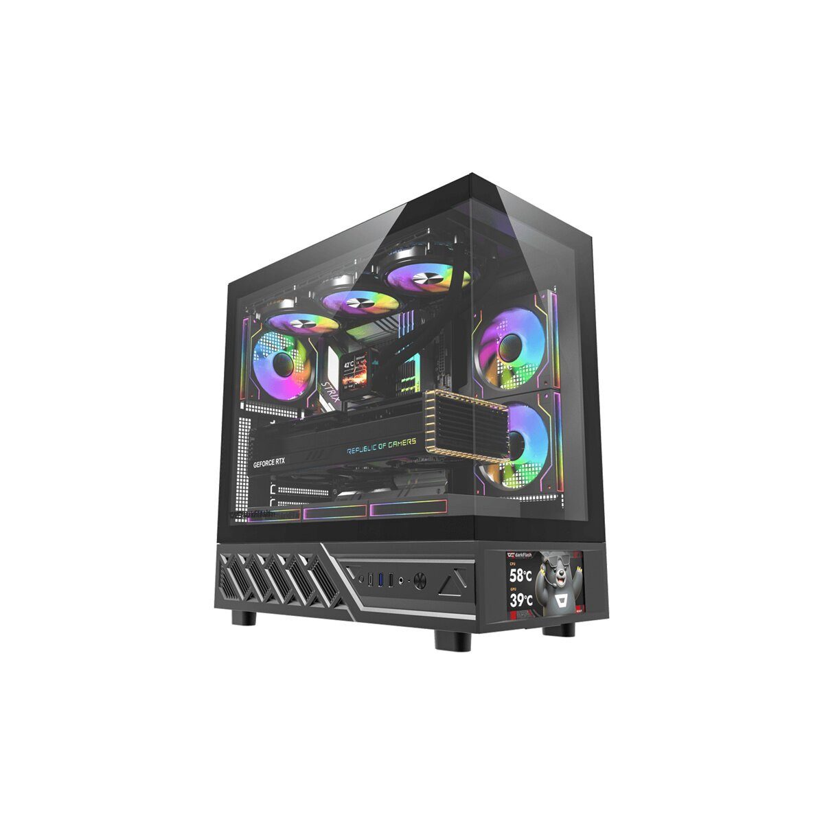 Darkflash PC-Gehäuse DarkFlash DS950V PC Gehäuse mit Display + 6 Lüfter Schwarz