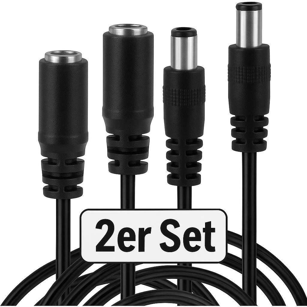 Wicked Chili 3m Netzteil Verlängerungskabel für Hue Play Lightbar (2er Set schwarz) Verlängerungskabel, Hohlstecker , Hohlsteckerbuchse  (300 cm), 3m DC-Verlängerungskabel für Philips Hue Play Lightbar color ambience