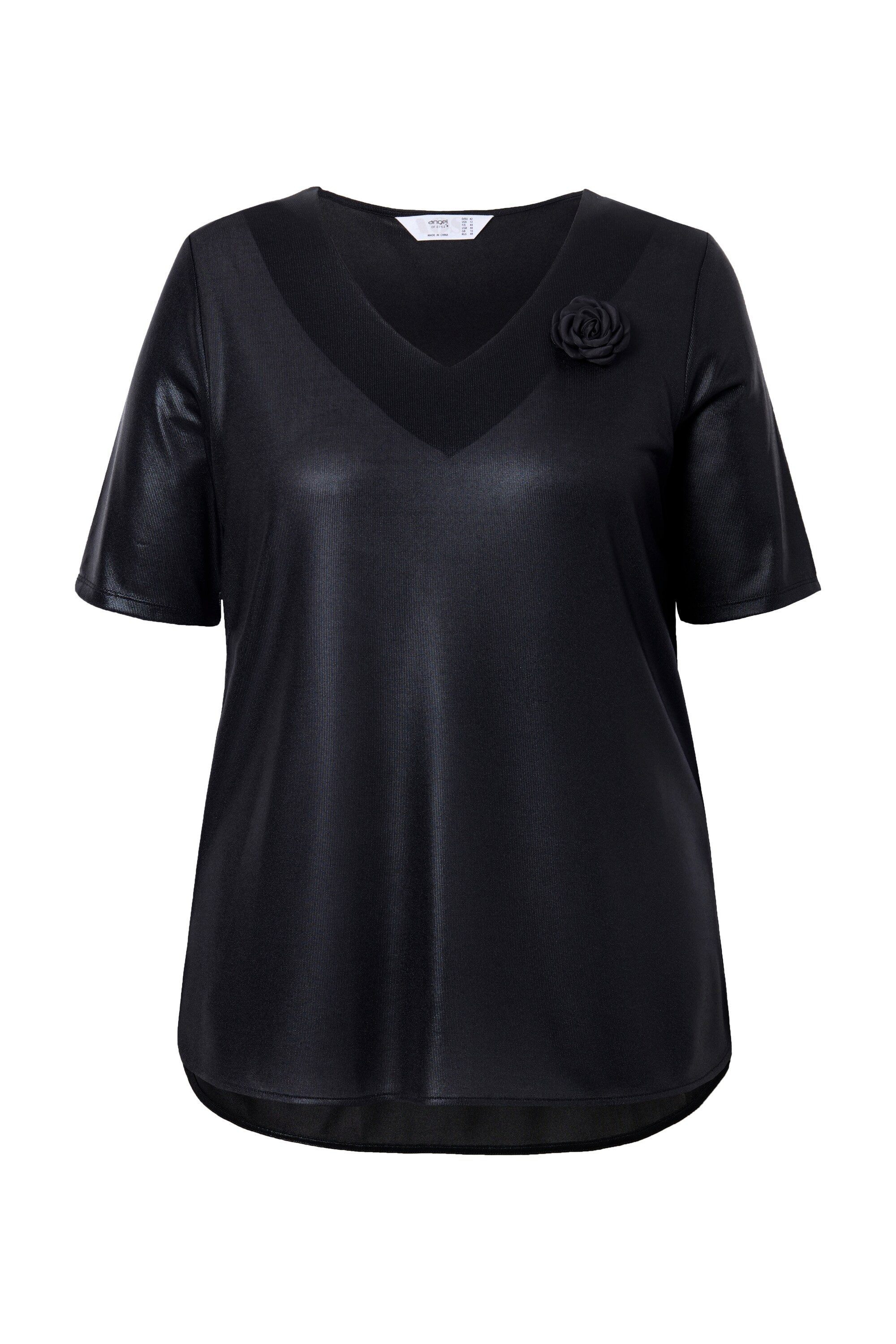 MIAMODA T-Shirt T-Shirt mit Brosche A-Linie Glanz-Jersey günstig online kaufen