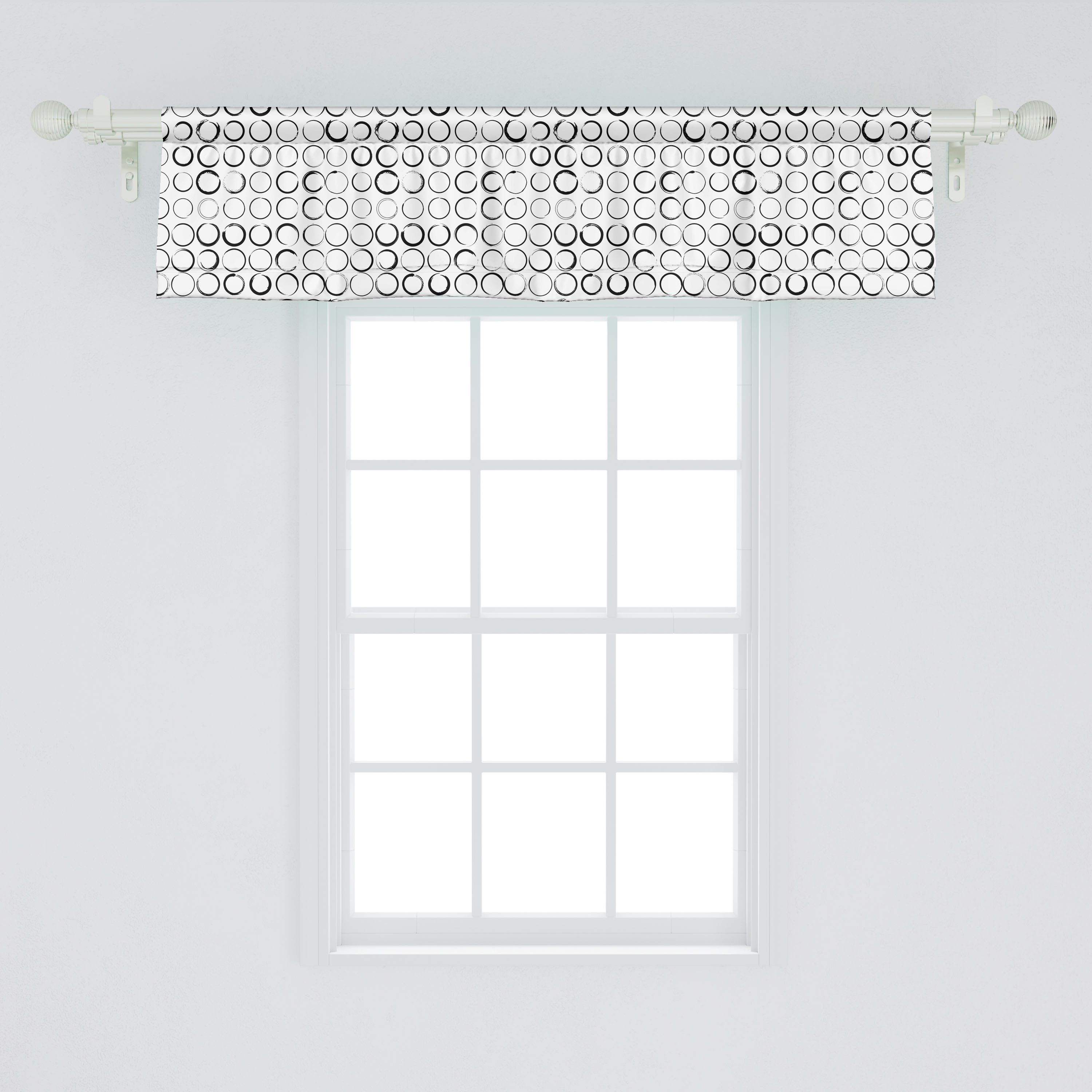 Scheibengardine Vorhang Volant Schlafzimmer grungy Microfaser, Küche Dekor Kreis Stroke Abakuhaus, für Stangentasche, mit Brush