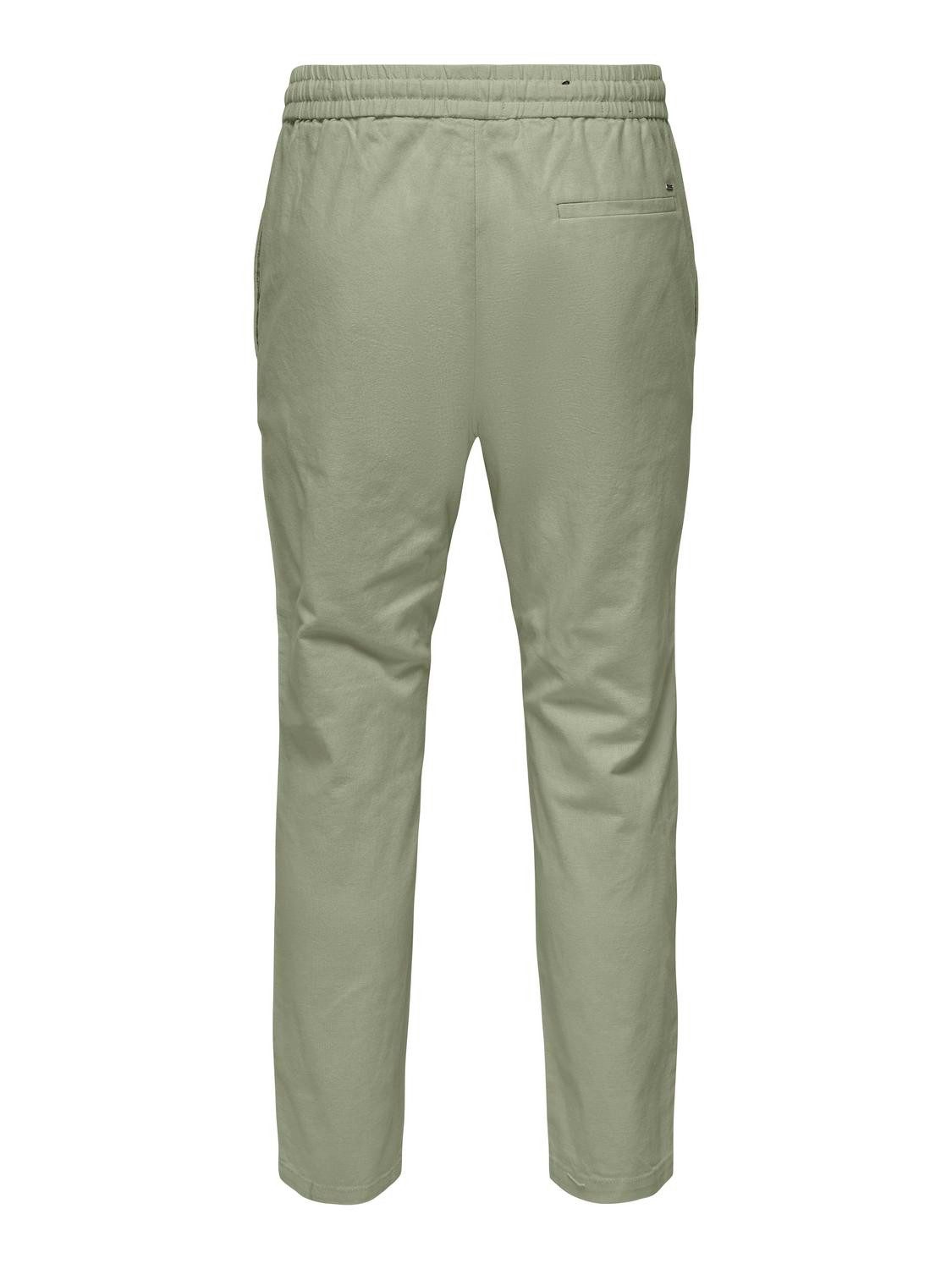 ONLY & SONS Stoffhose Leinen Baumwolle Stoffhose mit Tunnelzug ONSLINUS ONSLINUS CROP 0007 COT LIN PNT NOOS