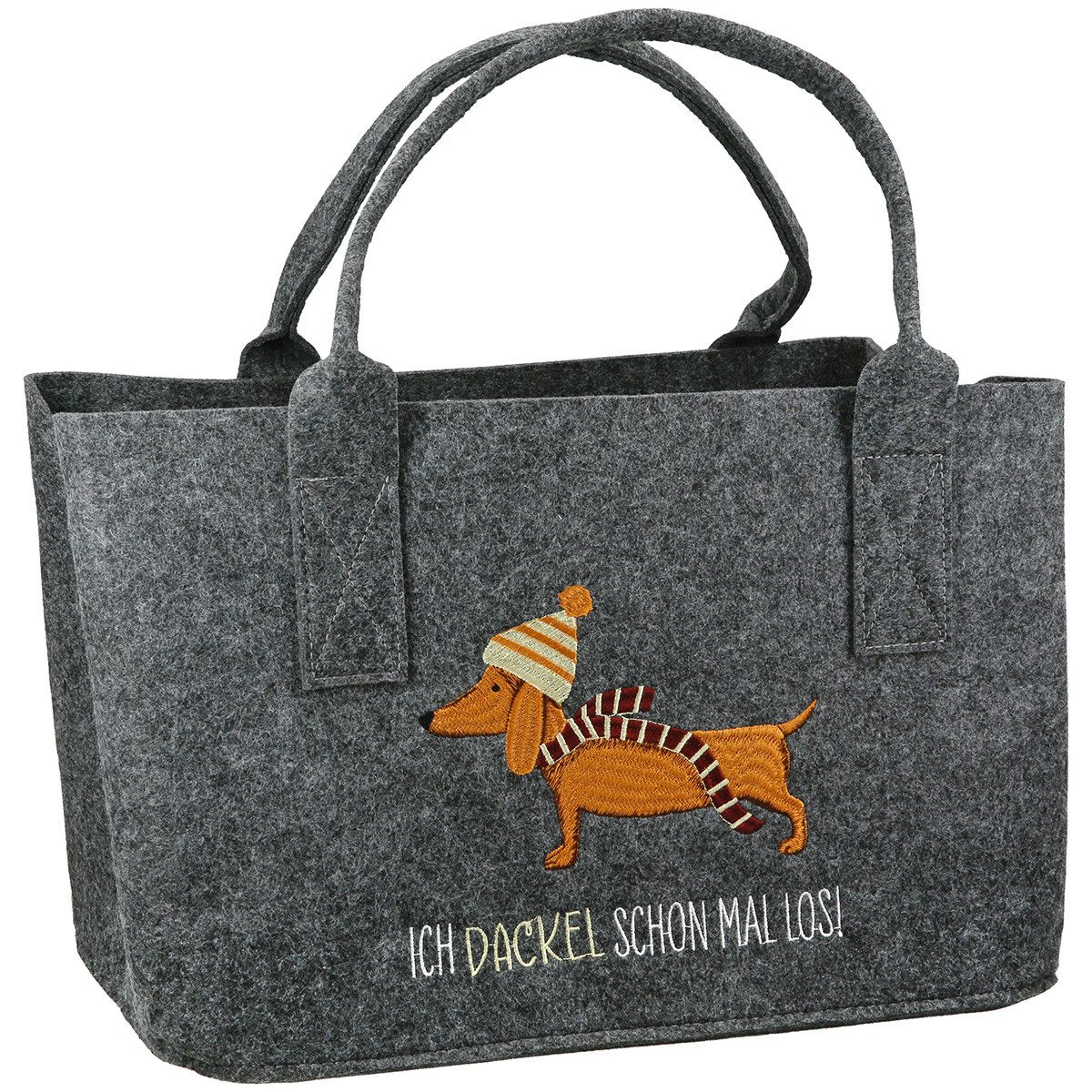 MF Shopper Filztasche Frieda mit Dackelmotiv für Weihnachten und Winter (1-tlg) – Bild 4 von 5