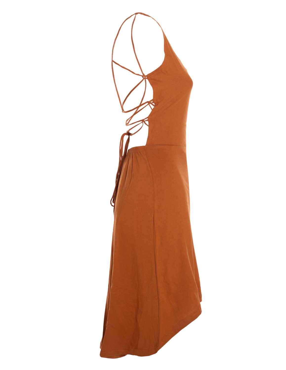 Vishes Sommerkleid Damen Rückenfrei Schnürung Asymmetrisch Baumwolle Alternative Mode, Boho, Hippie, Ethno, Festival