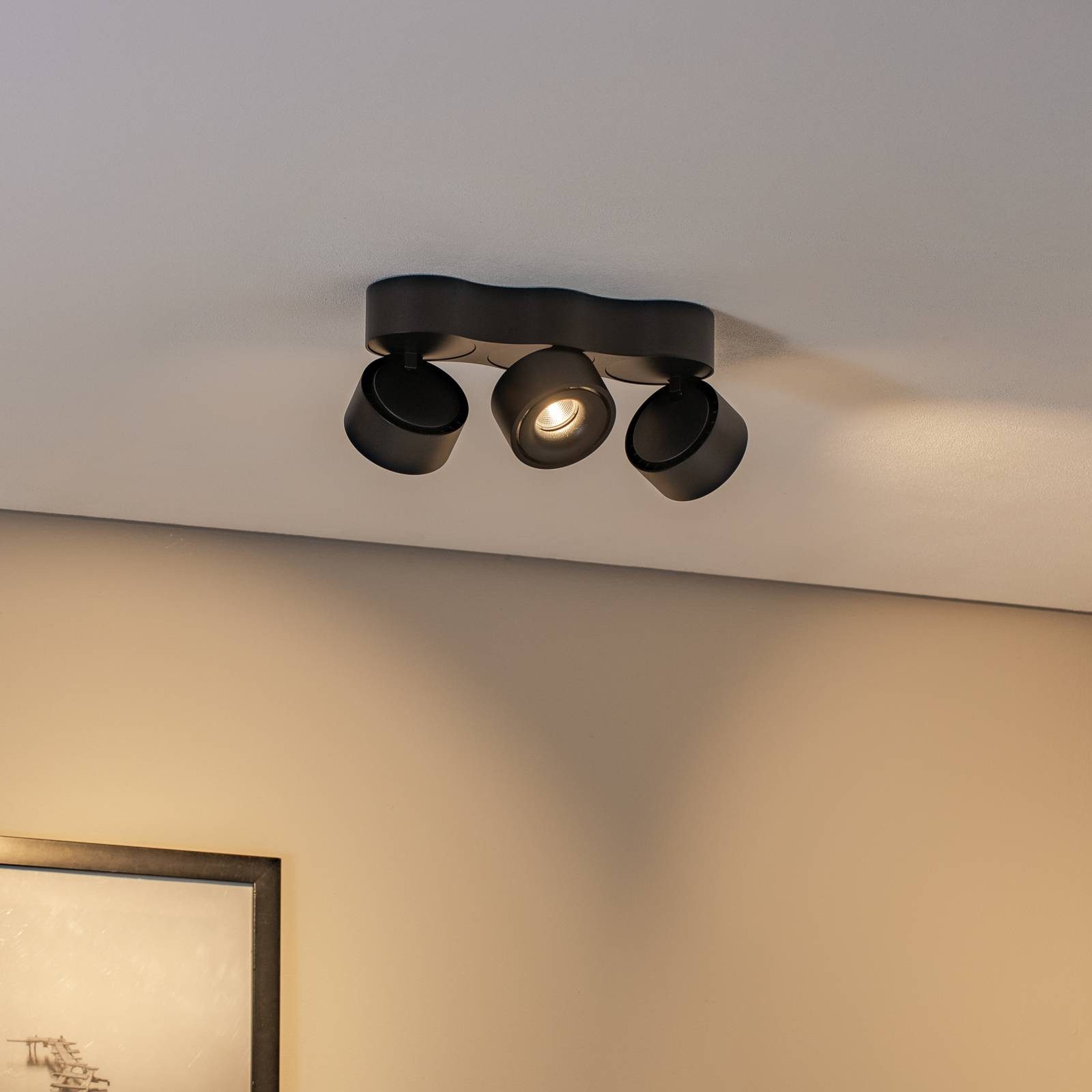 Arcchio Deckenleuchten Rotari, LED, Metall, Schwarz warmweiß IP20, 3 x 8,9 W LED, warmweiß