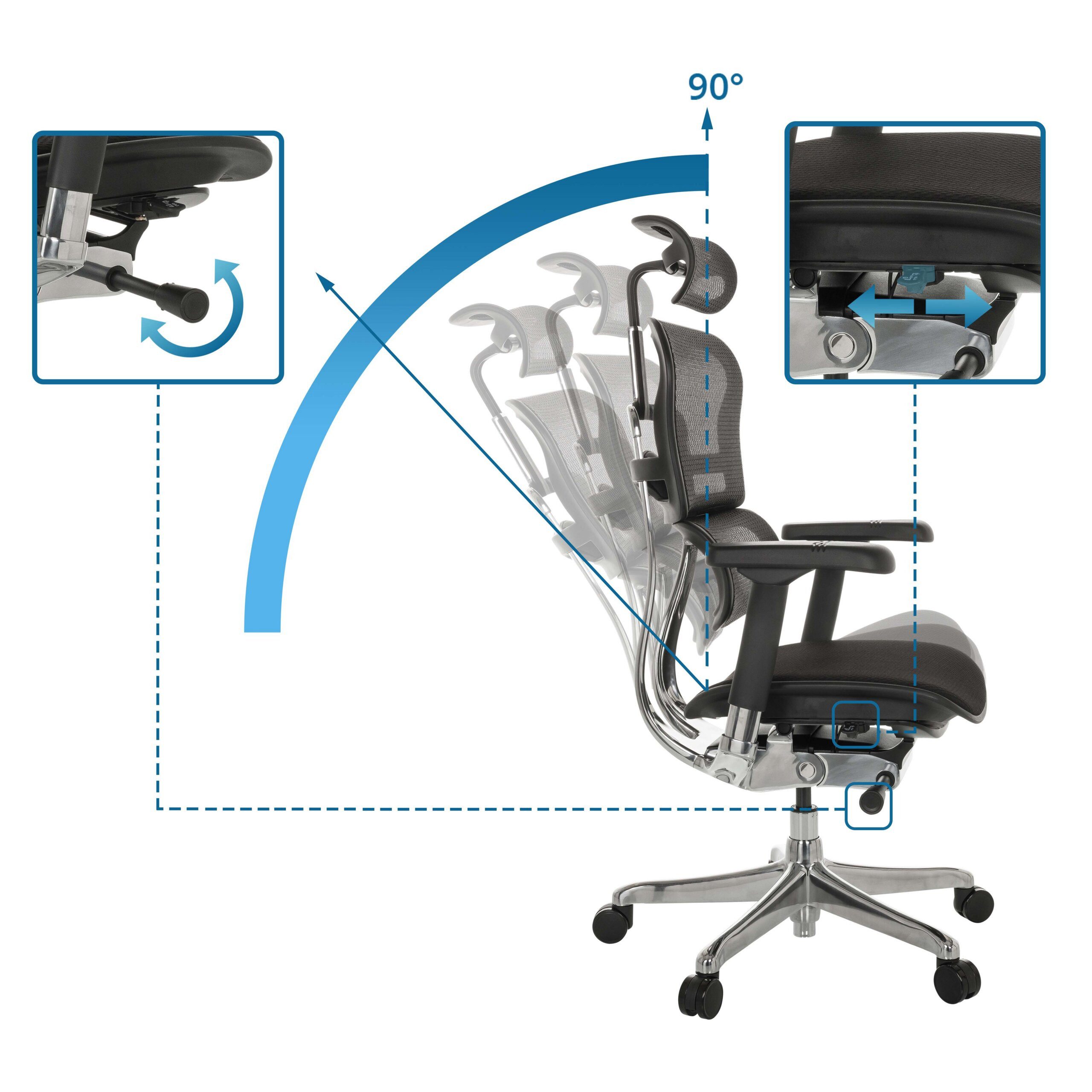 hjh OFFICE Drehstuhl Luxus Chefsessel Ergohuman Gen2 Stoff / Netzstoff (1 St), Profi Bürostuhl Schreibtischstuhl ergonomisch