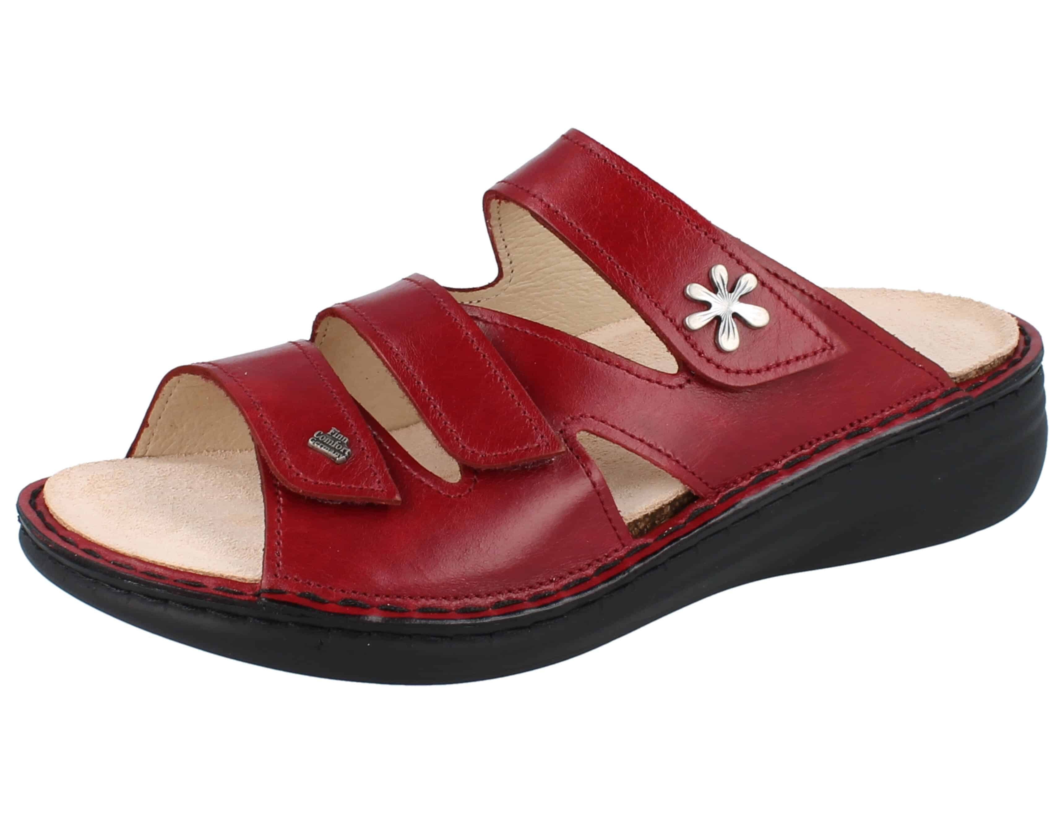 Finn Comfort FINN COMFORT Grenada Damen Pantolette rot carmine Glattleder - Größe: Pantolette Wechselfußbett