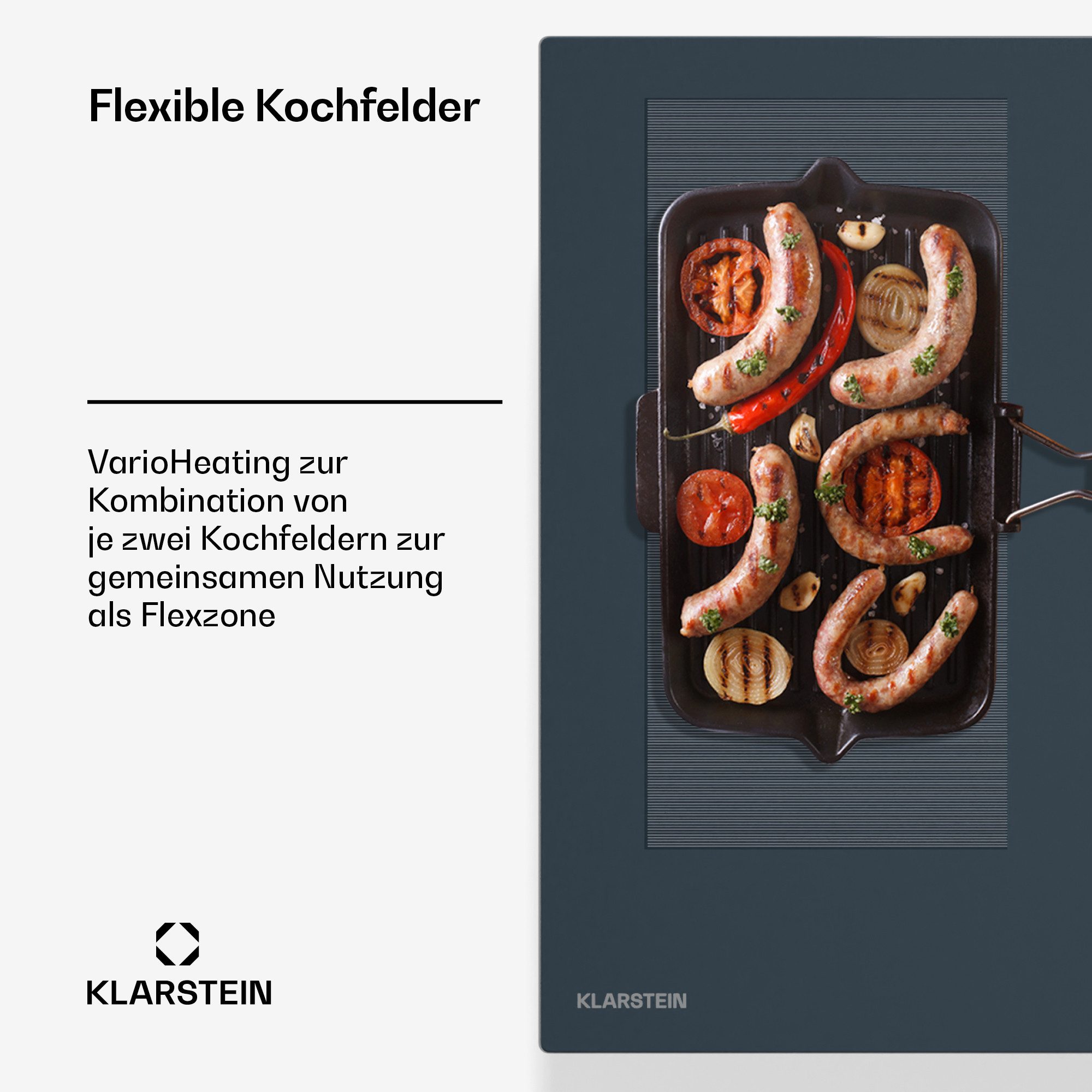 Klarstein Induktions-Kochfeld Delicatessa 90 Flex, Kochfelder Induktion Hob Küche Flex 4 Zonen