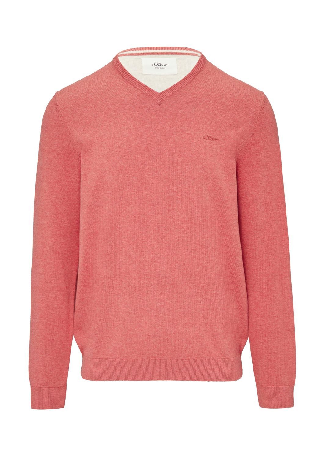 s.Oliver V-Ausschnitt-Pullover Pullover (1-tlg) V-Ausschnitt, langarm, Logo günstig online kaufen