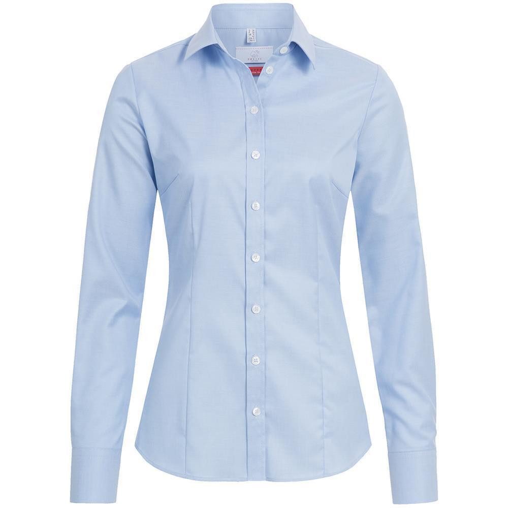 GREIFF Langarmbluse Greiff Modern with 37.5® Damen Bluse Langarm Kent Slim-Fit Hellblau