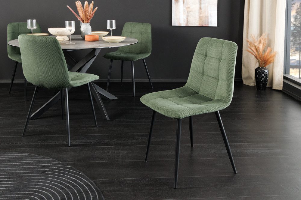 riess-ambiente Esszimmerstuhl TRES CHIC grün / schwarz - Cord, Metallbeine, günstig online kaufen