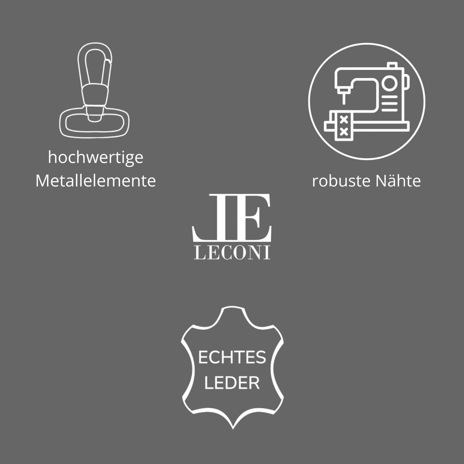 LECONI Schulterriemen Trageriemen Taschen Schultergurt Tragegurt Leder schmal 150cm LEC-R4 – Bild 5 von 5