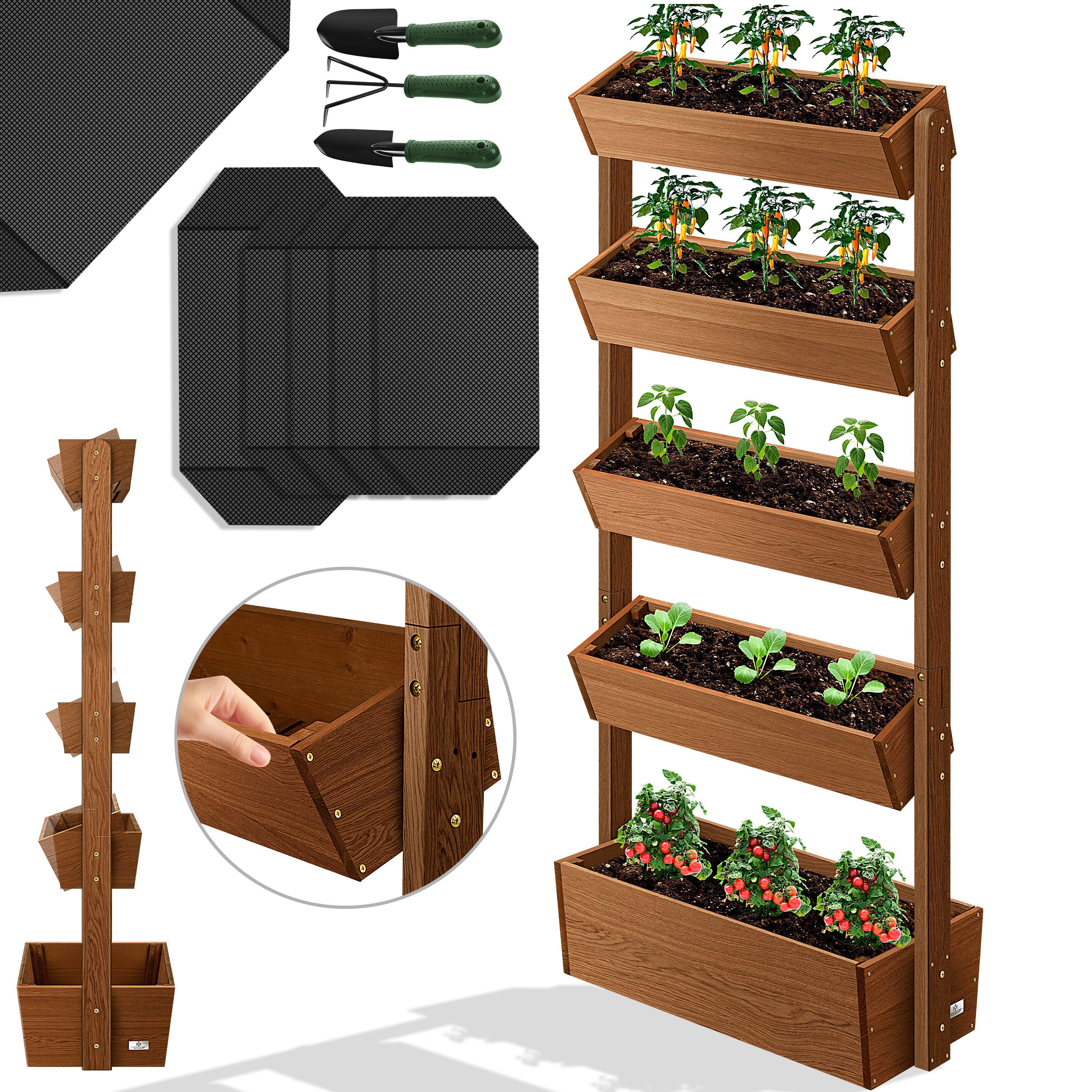 KESSER Hochbeet, mit Etagen Premium Blumenkasten Blumentreppe Gemüsebeet Blumenbeet