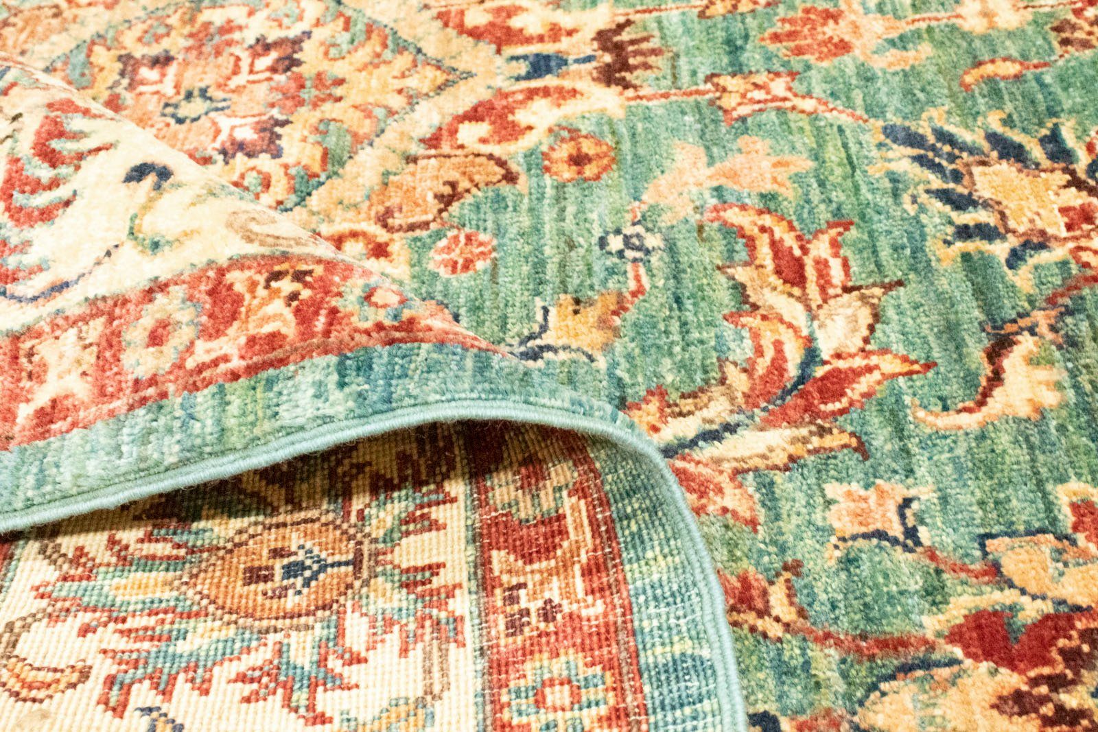 Wollteppich »Ariana Teppich handgeknüpft grün«, morgenland, rechteckig, Höhe 8 mm-kaufen