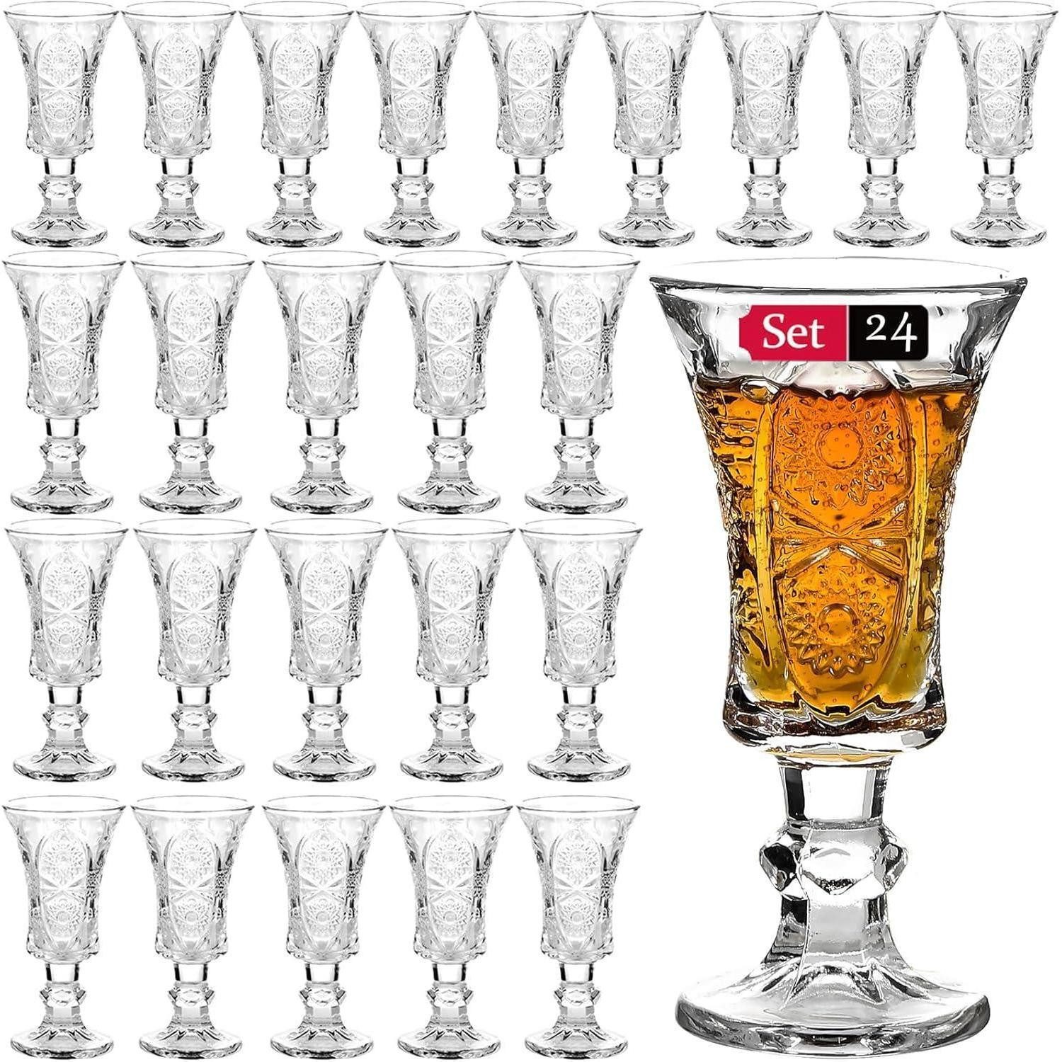LuxusKollektion Schnapsglas Schnapsgläser 45 ml rund bleifrei schwerer Boden Glas 24 Stück