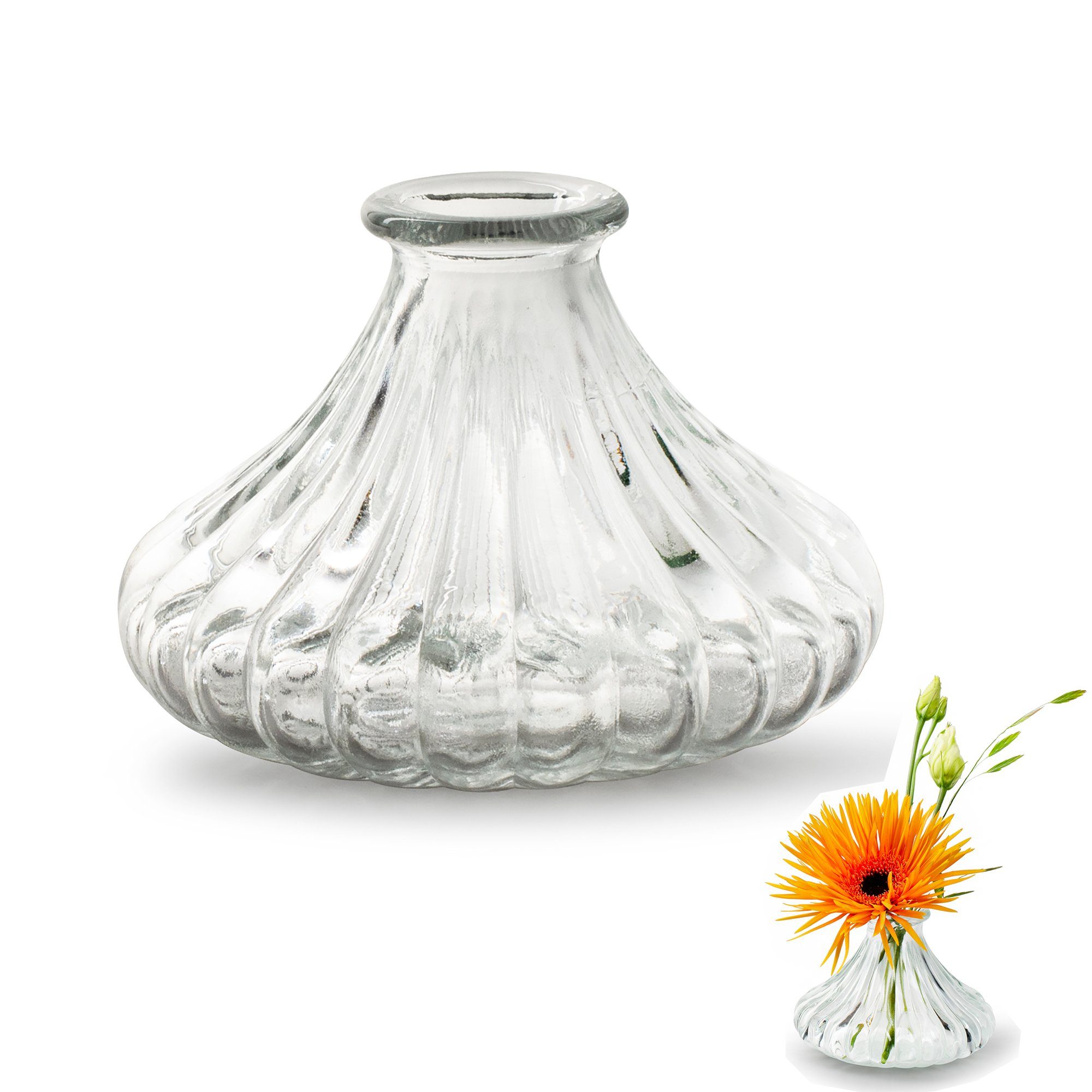 Annastore Dekovase 12 kleine Vasen aus Glas Vintage Blumenvasen Tischvasen Glasvasen, Dekoflaschen, Glasflaschen, Glasfläschchen, Deko-Flaschen