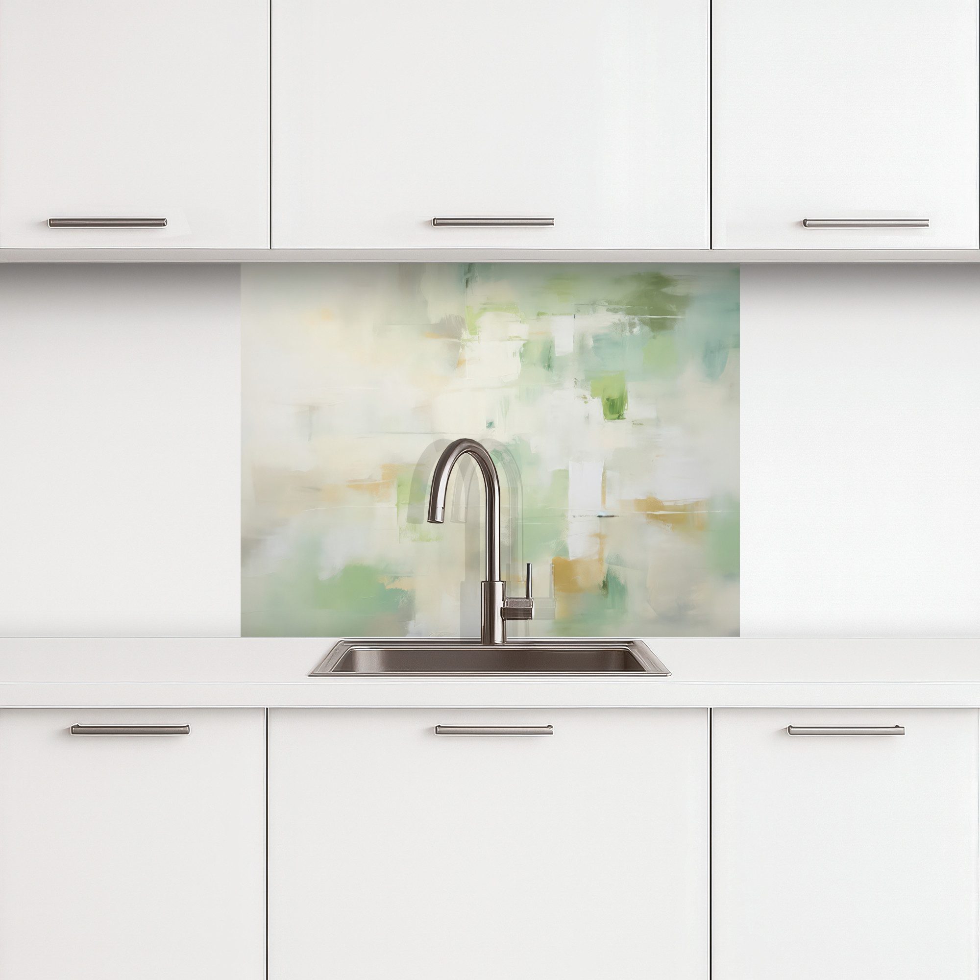 KitchenYeah Küchenrückwand selbstklebend Abstrakt - Kunst - Weiß - Grün - M günstig online kaufen