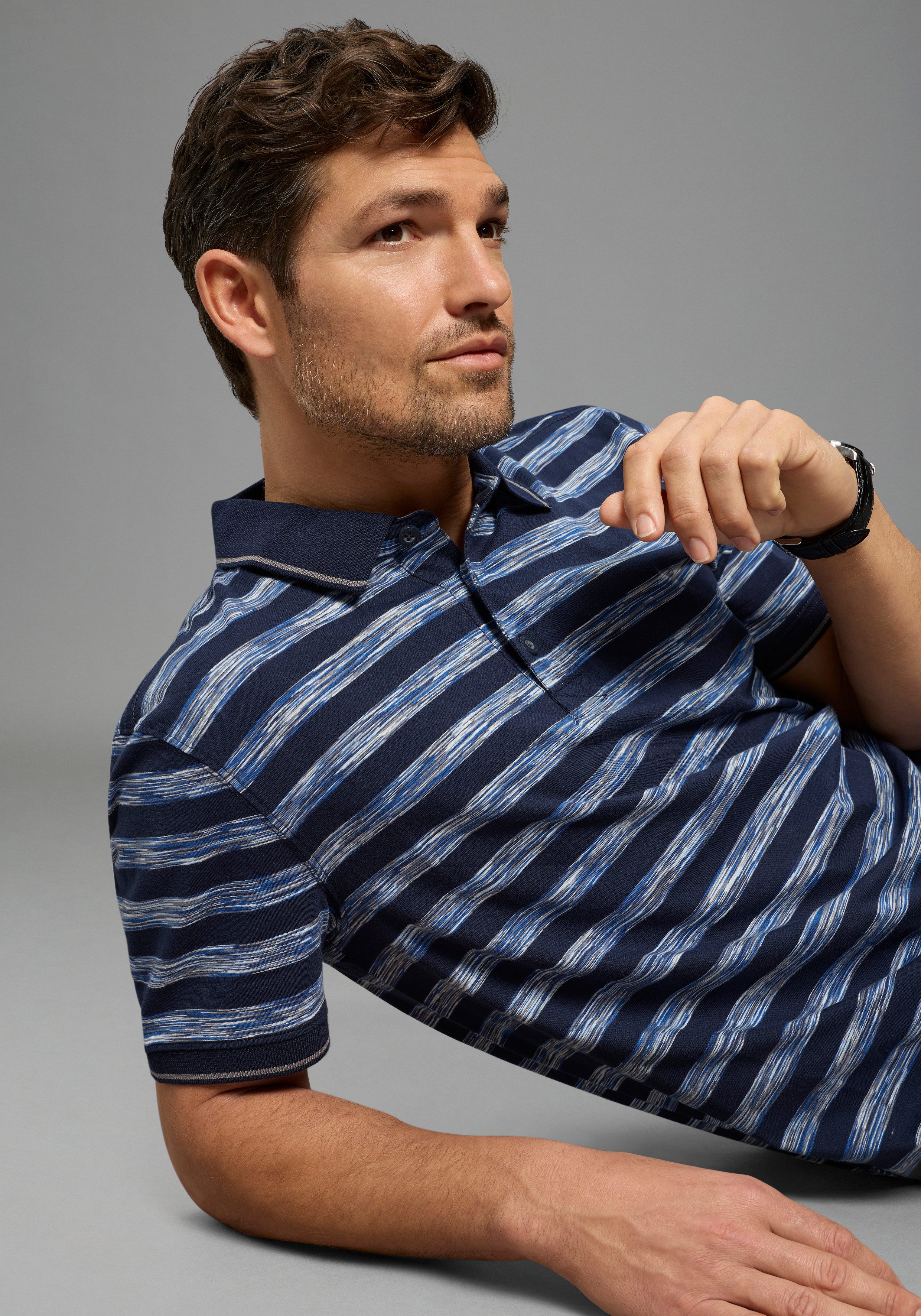 Man's World Poloshirt Neue Kollektion! normale Passform, Kurzarm, geringeltes Design, aus Single Jersey