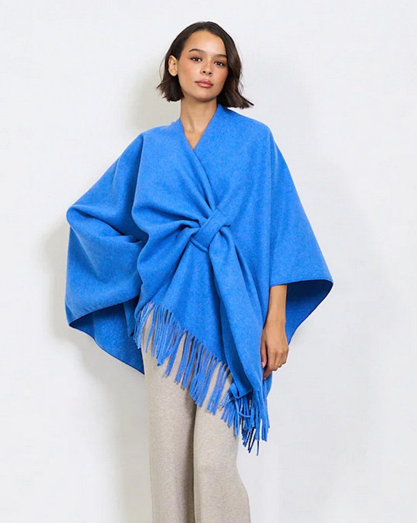 BZNA Poncho BZNA Strickponcho - Wolltuch mit Fransen - Cape MADE IN ITALY mit Fransen