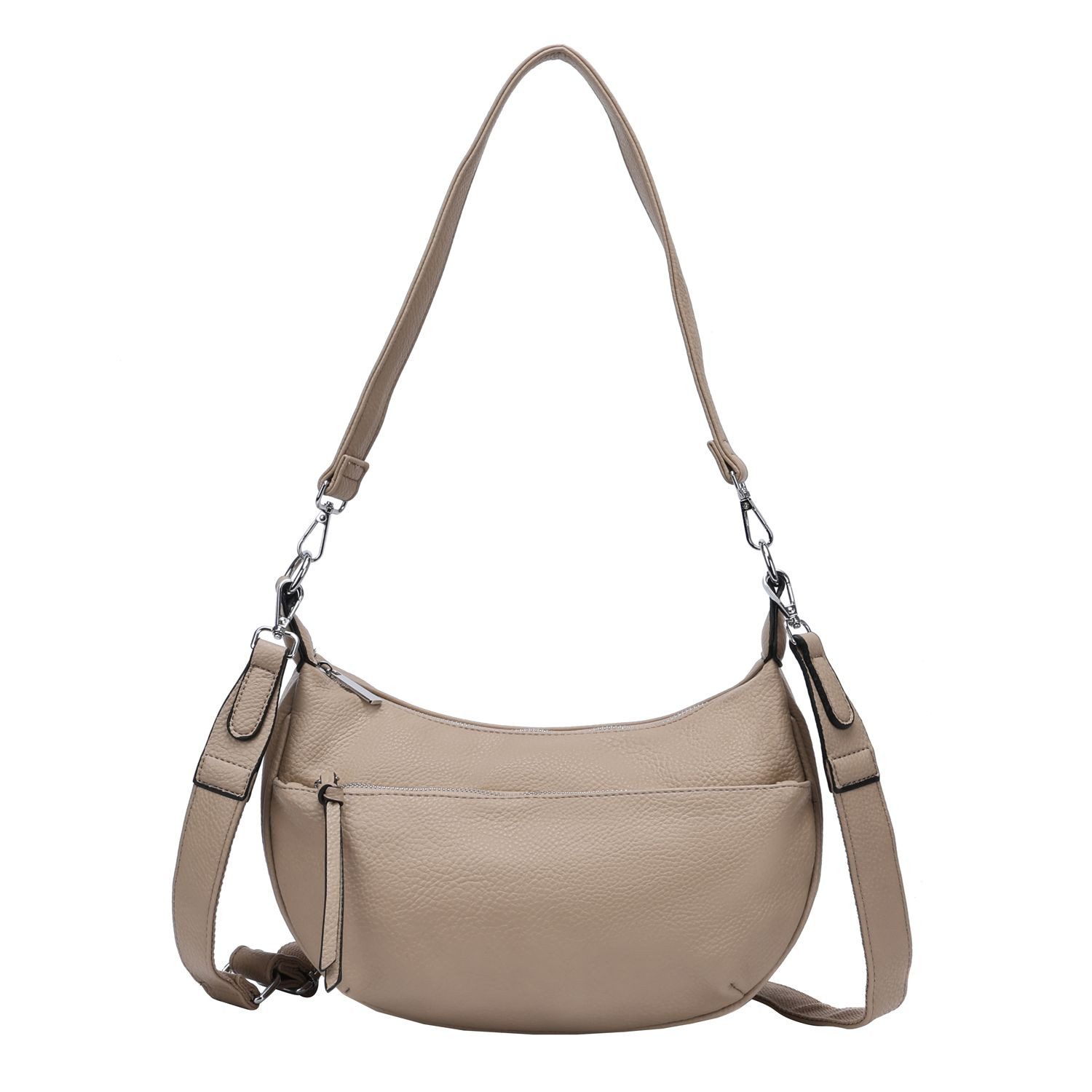 ITALYSHOP24 Schultertasche Damen Tasche Crossbody MOON Hobo Bag CrossOver Umhängetasche Body Bag, Halbmond Tragekomfort Brust Shopper Rücken Slingtasche Leder Optik