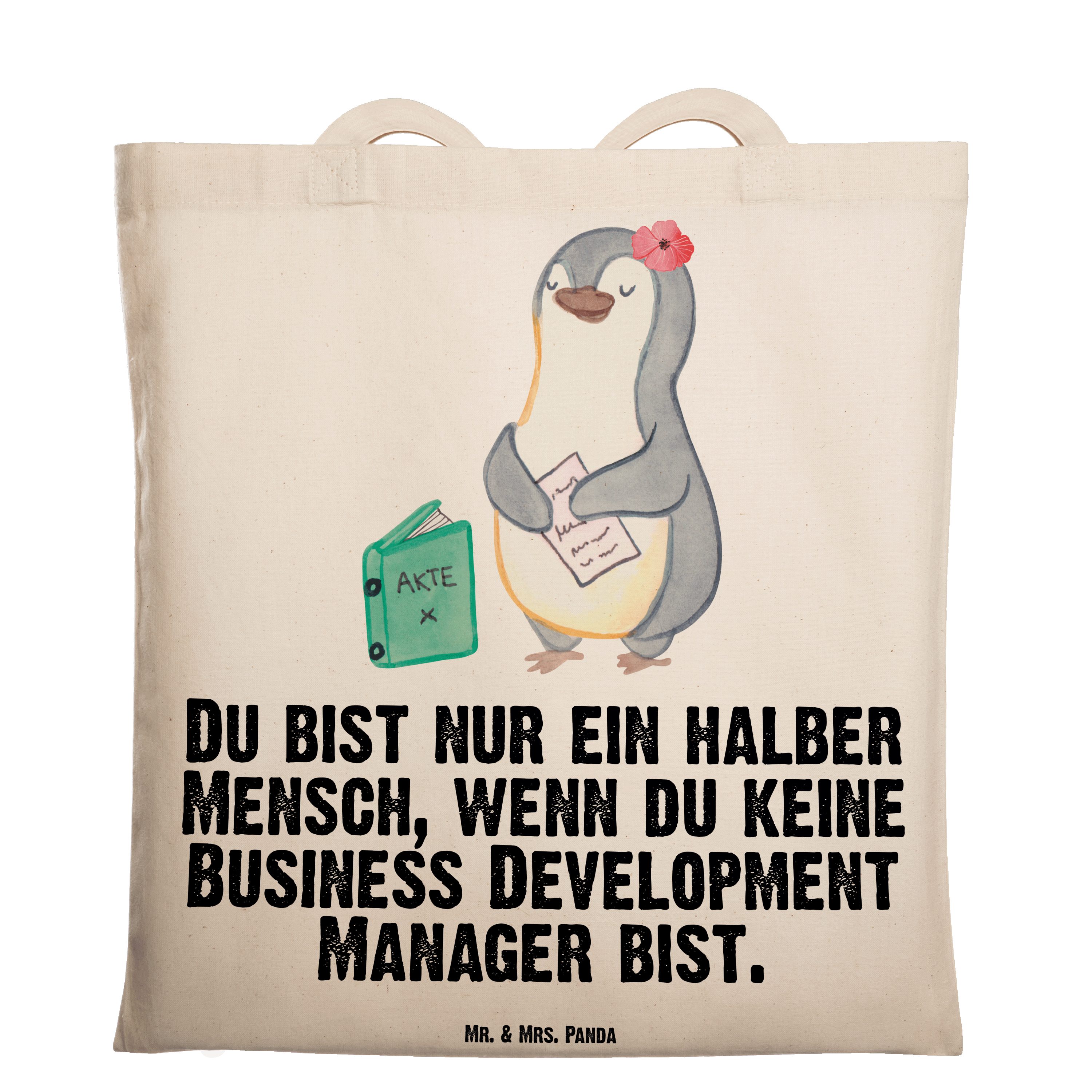 Mr. & Mrs. Panda Tragetasche Business Development Manager mit Herz - Transparent - Geschenk, Beute (1-tlg)
