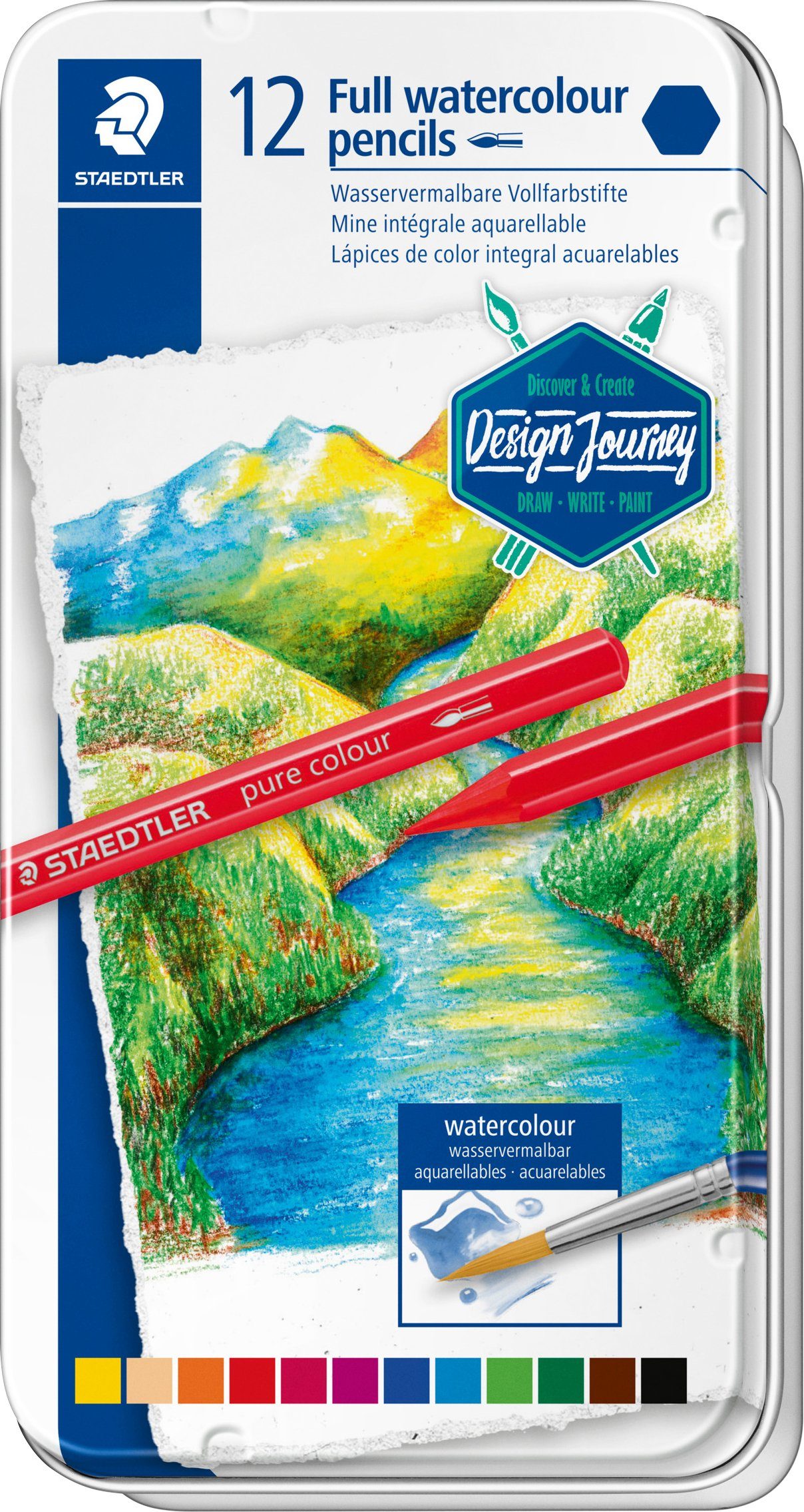 STAEDTLER Aquarellstifte Watercolour 12 Teile (12-tlg), Vollfarbstifte