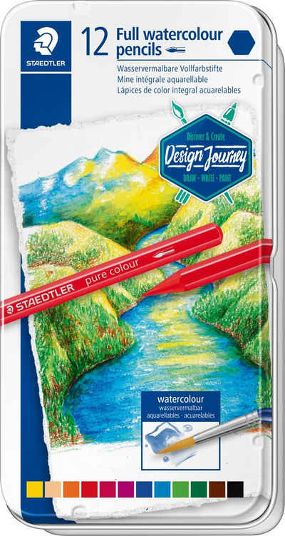 STAEDTLER Aquarellstifte Watercolour Vollfarbstifte, (12-tlg), 12 Teile