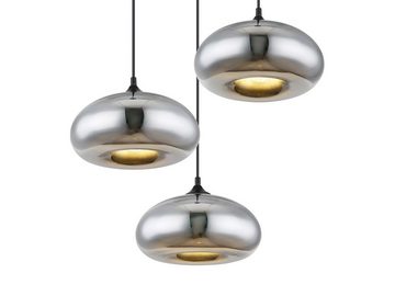 meineWunschleuchte LED Pendelleuchte, Leuchtmittel stufenweise über Wandschalter dimmbar, LED wechselbar, warmweiß, ausgefallen-e Designer-lampe hängend für über-n Esstisch Silber, Ø65cm